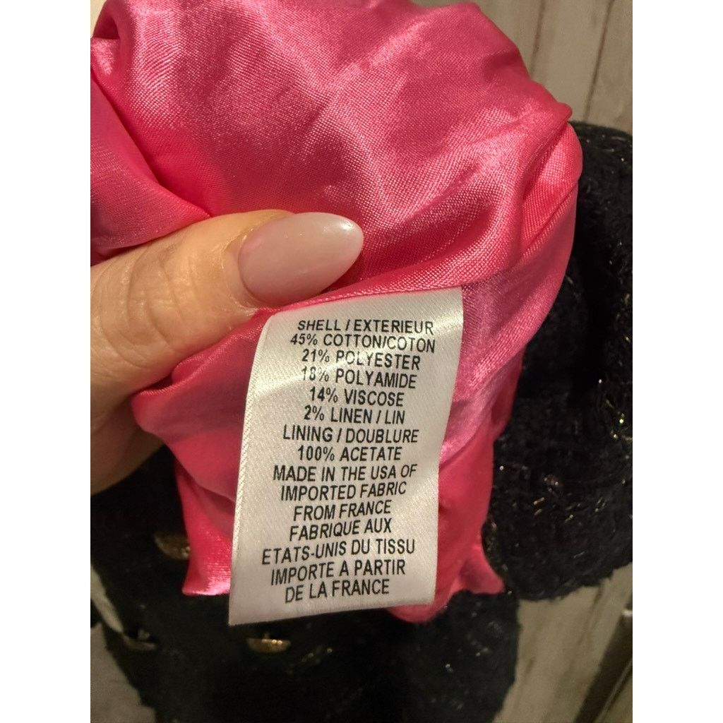 MILLY Milly of New York Women's Black Tweed Double-Breasted Jacket Size XS / US 0-2 / IT 36-38 - 7 Thumbnail