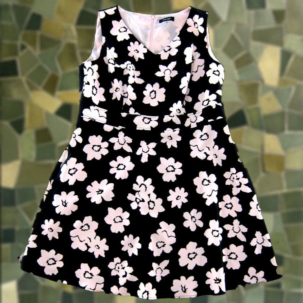 Nine West Nine West Pink Black Floral Sleeveless V-Neck Sheath Sun Dress Women 18W Size XXL / US 16-18 / IT 52-54 - 1 Thumbnail