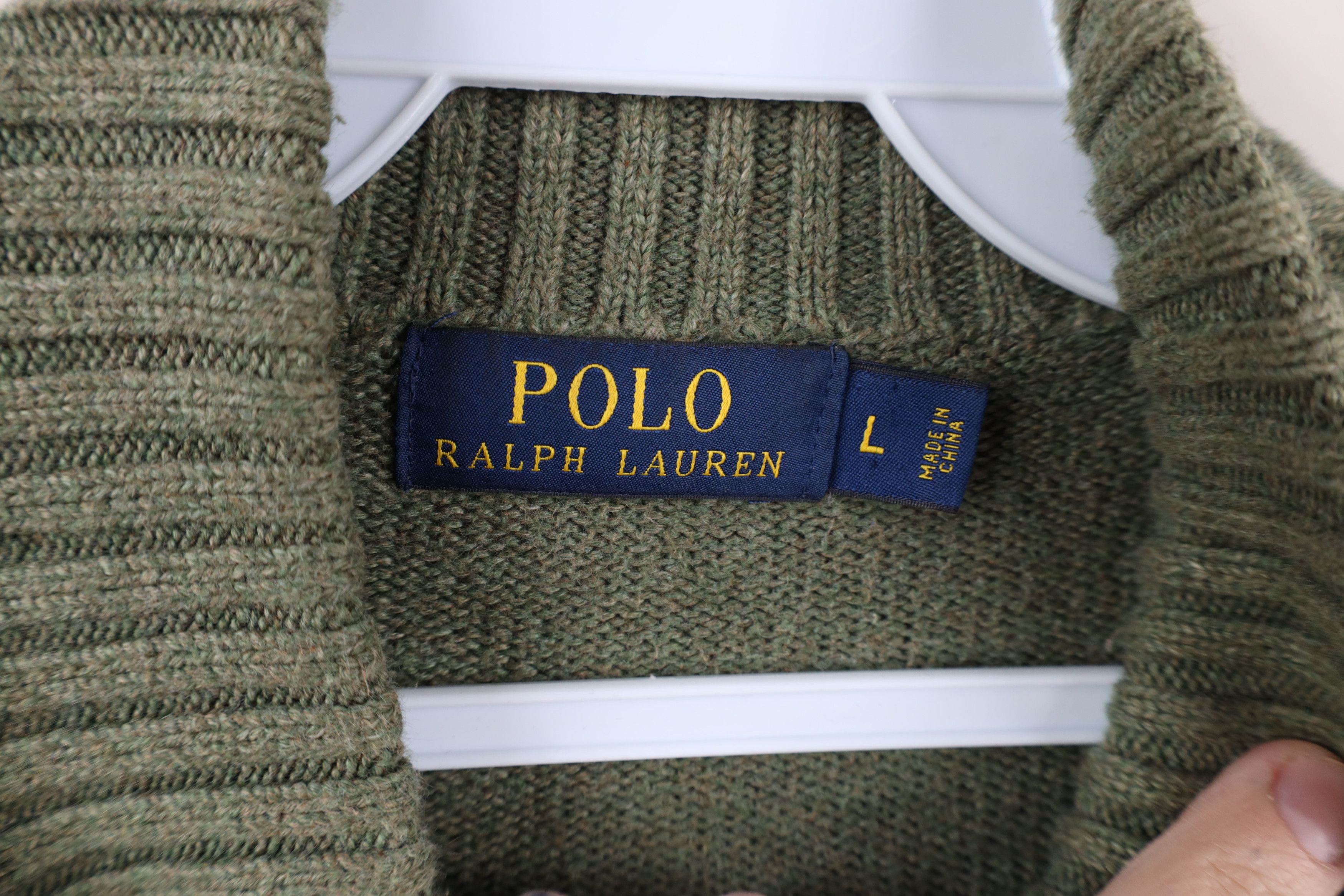 Ralph Lauren × Vintage Vintage Ralph Lauren Ribbed Knit Half Zip Pullover Sweater Size US L / EU 52-54 / 3 - 8 Thumbnail