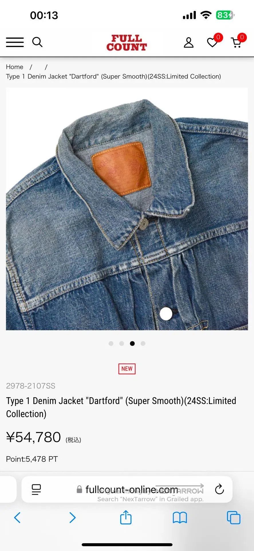 Full Count & Co. Classic Dartford Denim Jacket by FULLCOUNT. Size US M / EU 48-50 / 2 - 6 Thumbnail