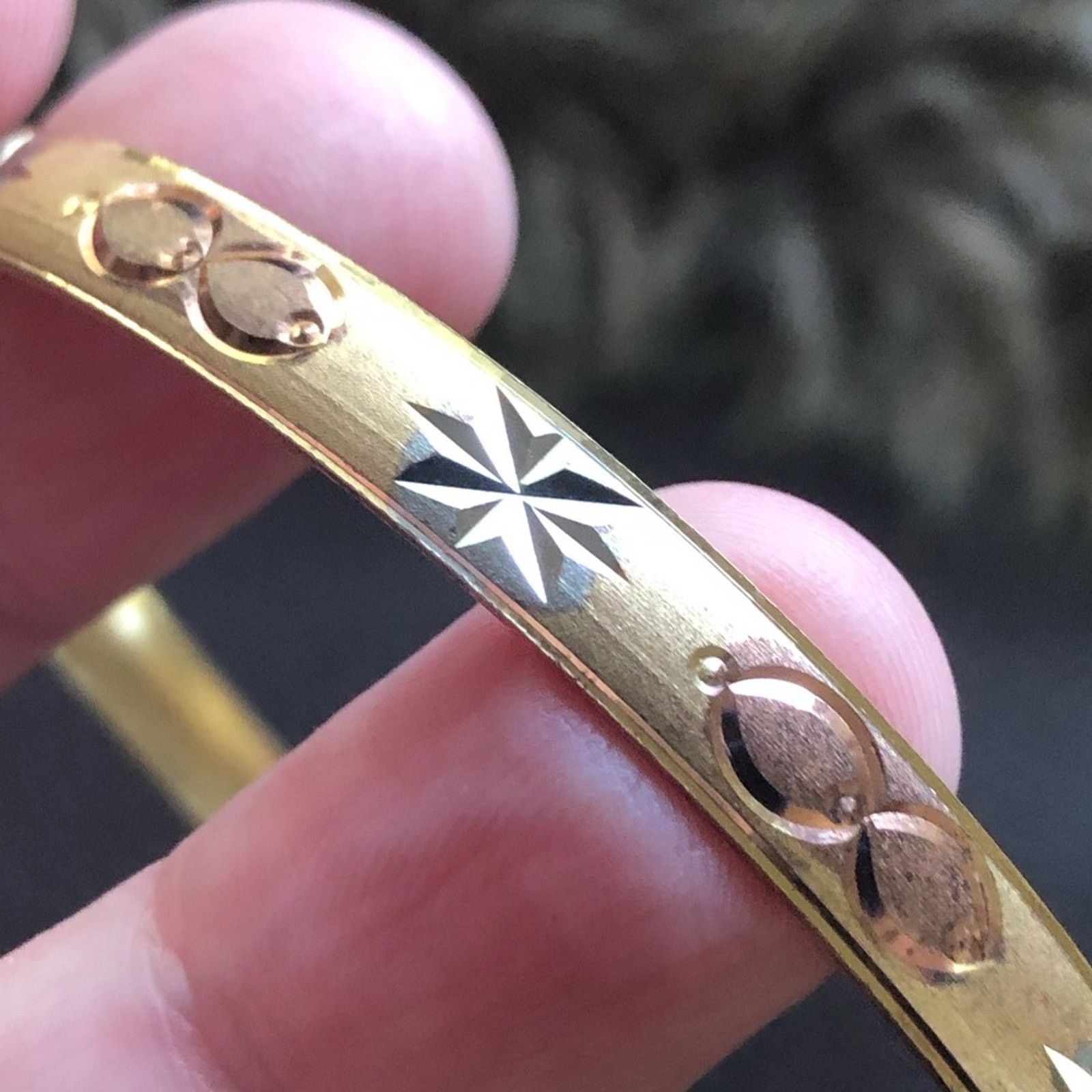 Jewelry Tri-tone 18kt vermeil diamond cut satin finish bangle Size ONE SIZE - 7 Thumbnail