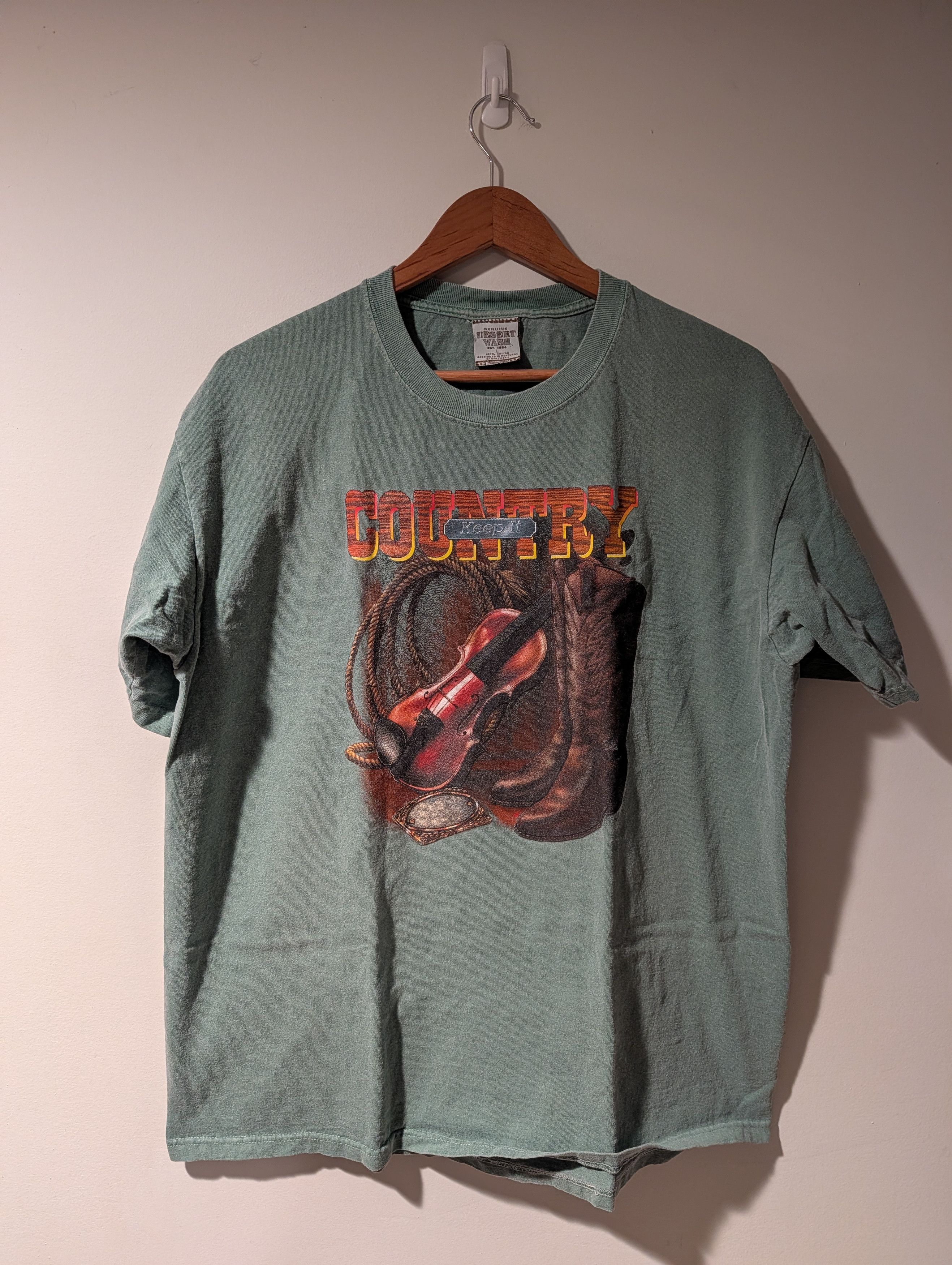 Arts & Science Vintage 90s Keep It Country Shirt Fiddle Boots Western Tee Size US L / EU 52-54 / 3 - 1 Thumbnail