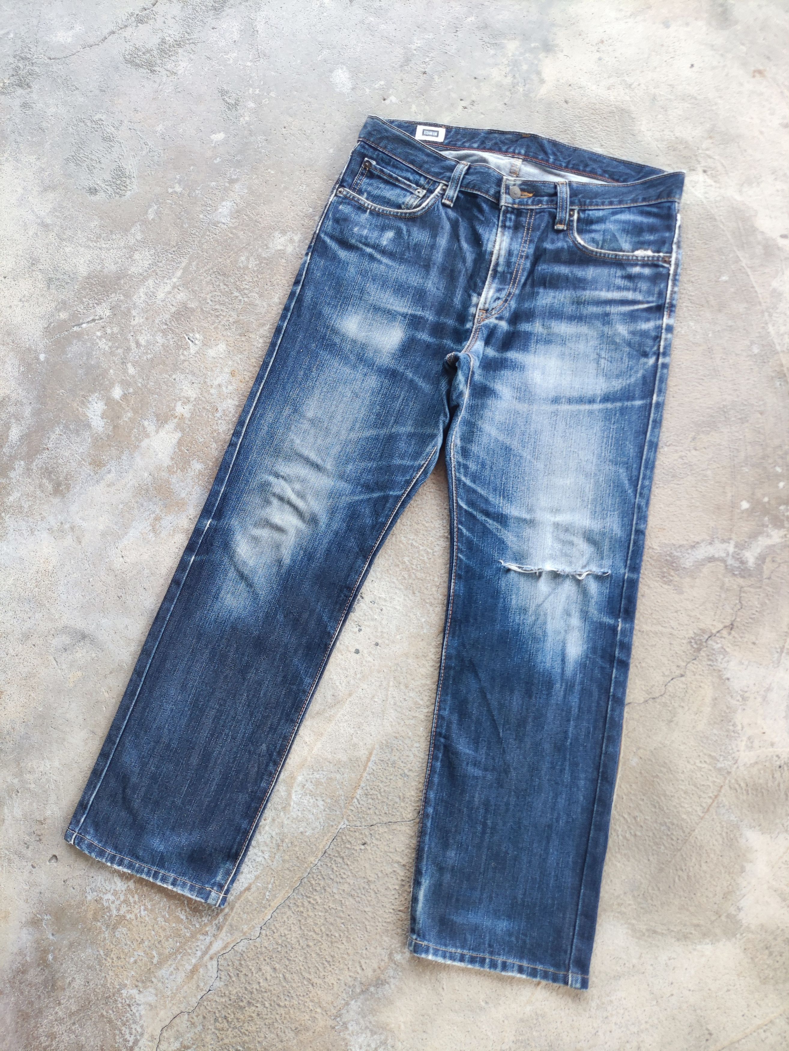 Edwin × Japanese Brand Vintage Edwin Jeans Japan Distressed Faded Denim Pants W34 Size US 34 / EU 50 - 1 Thumbnail