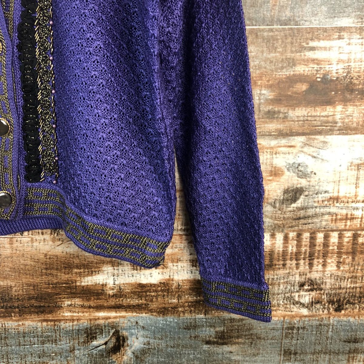 Japanese Brand Elegant Embroidery Purple Cardigan Knitwear #A2350 Size M / US 6-8 / IT 42-44 - 8 Thumbnail