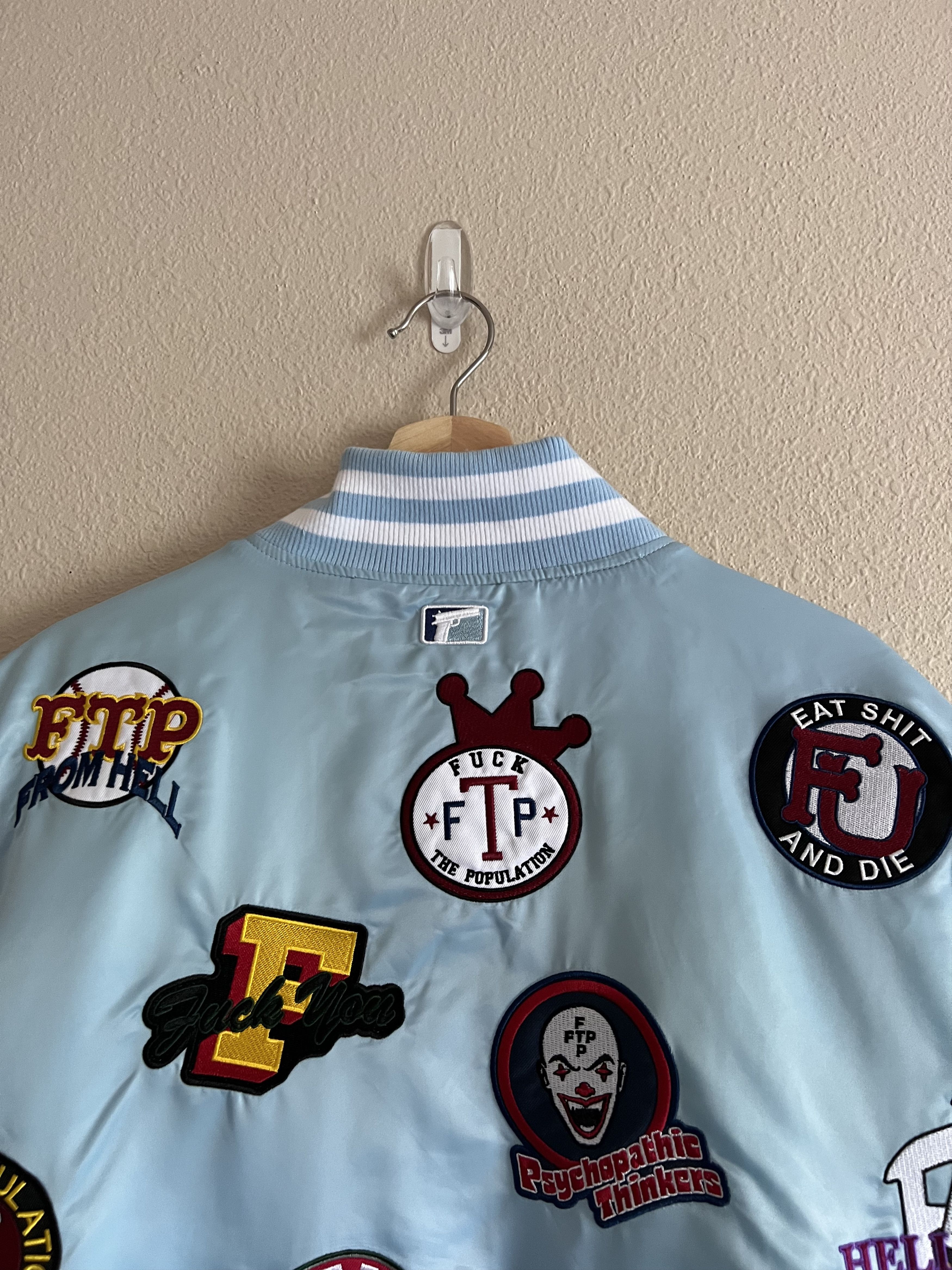 Fuck The Population FTP League Varsity Jacket in Light Blue Size US XL / EU 56 / 4 - 6 Thumbnail