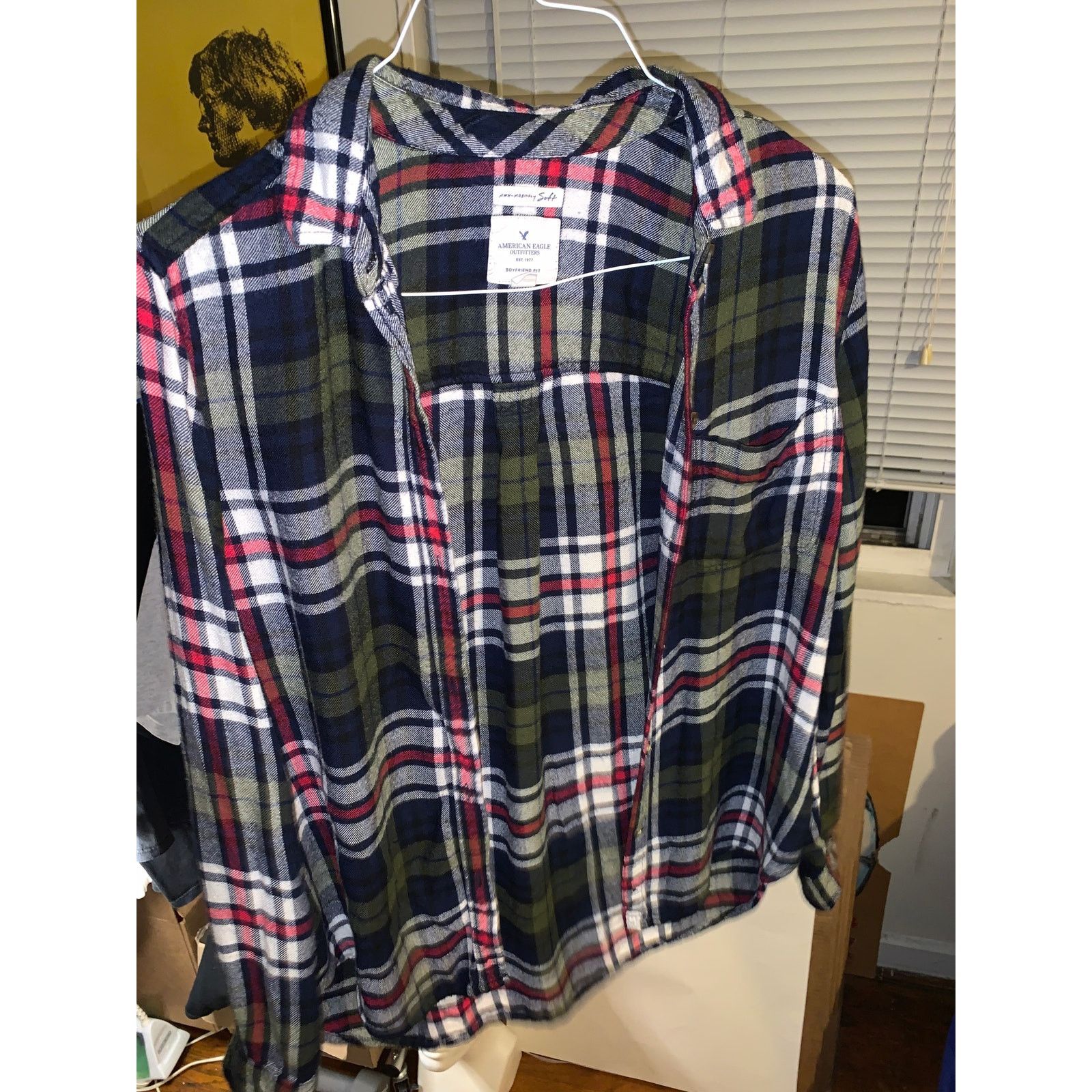 American Eagle Outfitters American Eagle Boyfriend Fit Flannel Shirt Womens L Plaid Size L / US 10 / IT 46 - 7 Thumbnail
