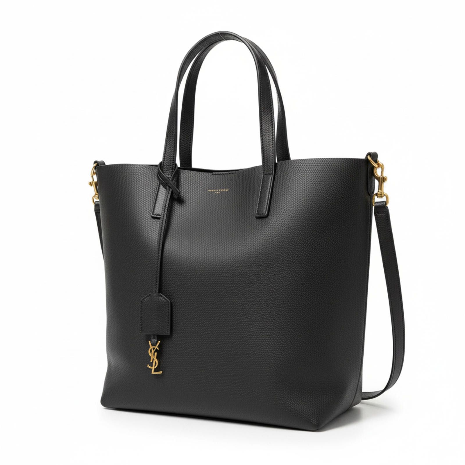 Saint Laurent Paris Saint Laurent - Black Leather Tote Bag Gold Hardware Size ONE SIZE - 1 Thumbnail