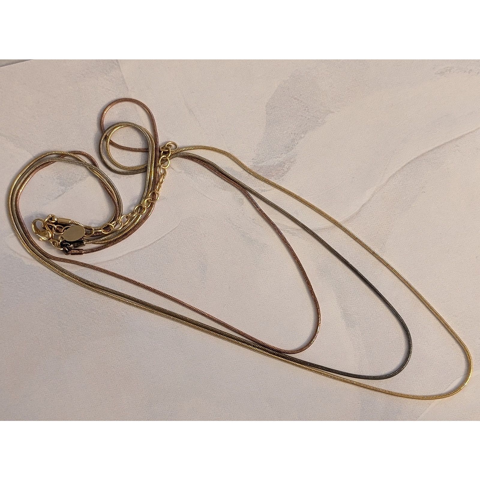 Vintage Premier Designs VTG 24" Tri-Tone Snake Chain Layer Necklace Size ONE SIZE - 6 Thumbnail