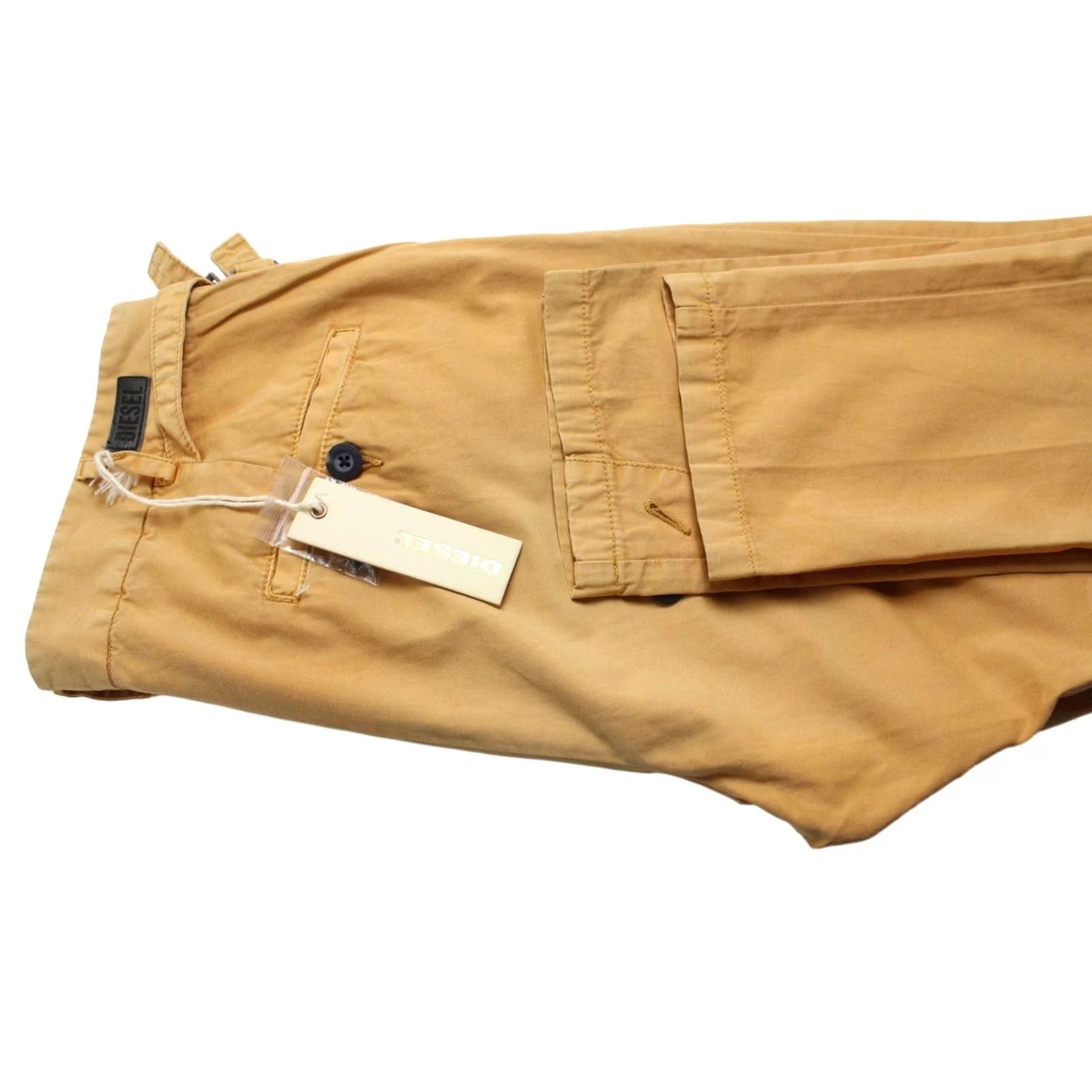 Diesel DIESEL P-Jasper Trousers Women's W31 Zip Pleated Belted Tapered Faded Orange Chino Casual Womens Size 24" / US 00 / IT 34 - 5 Thumbnail