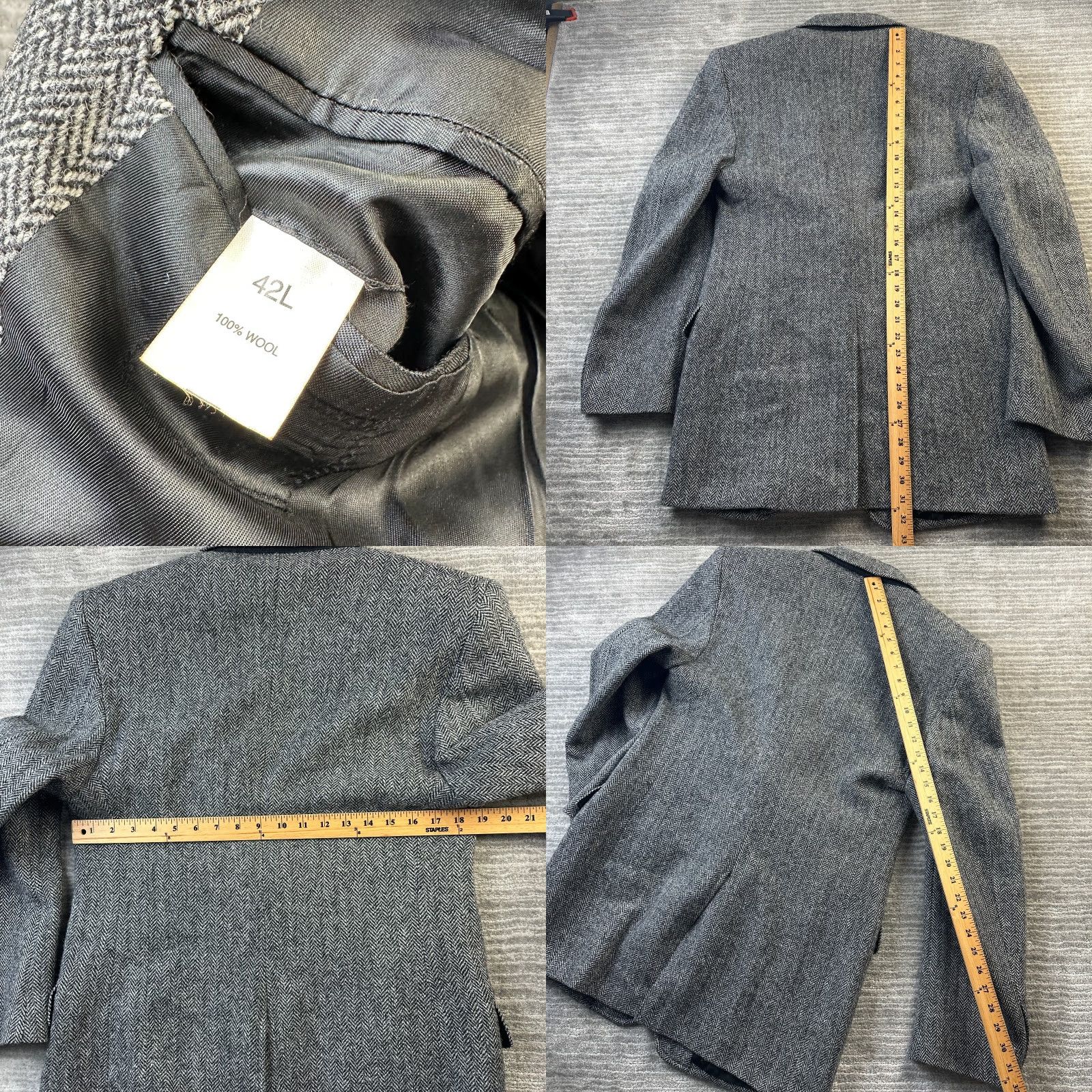 Harris Tweed VINTAGE Harris Tweed Jacket Mens 42L Herringbone Wool Blazer Sport Coat Size 42R - 8 Thumbnail