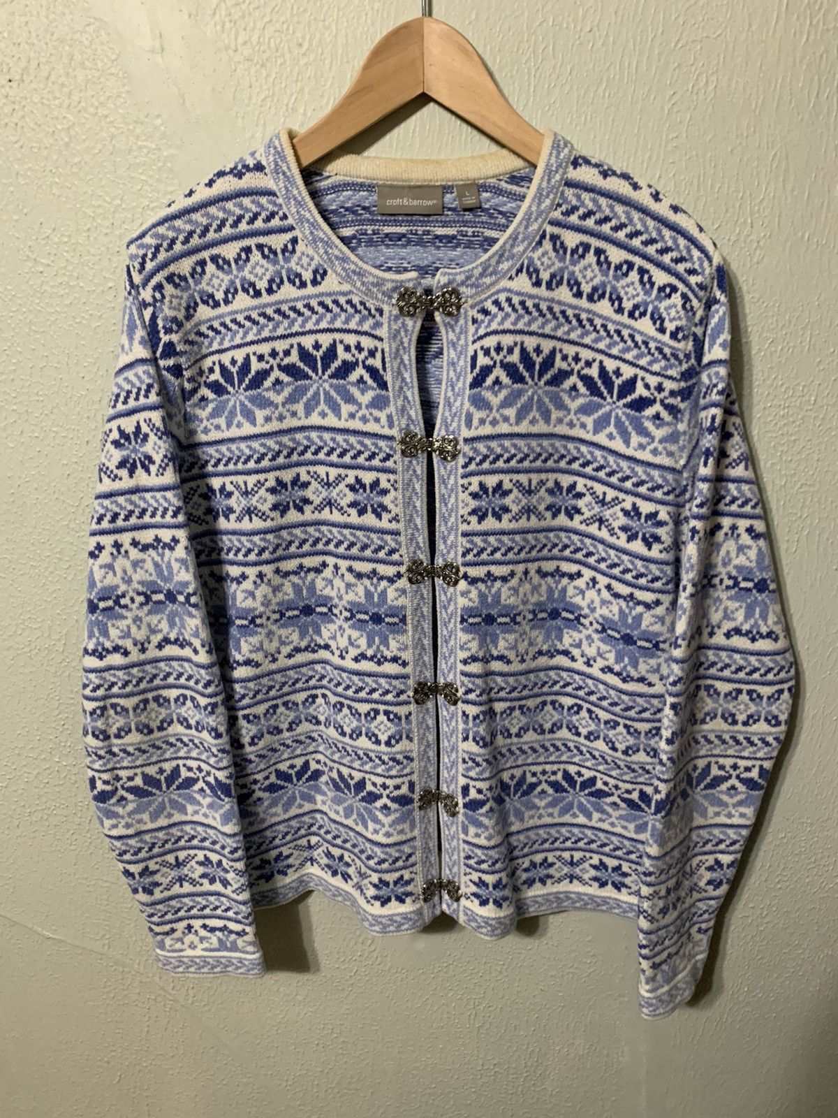 Vintage Vintage Icelandic Crystal Band Clasp Knit Cardigan Size US L / EU 52-54 / 3 - 1 Thumbnail