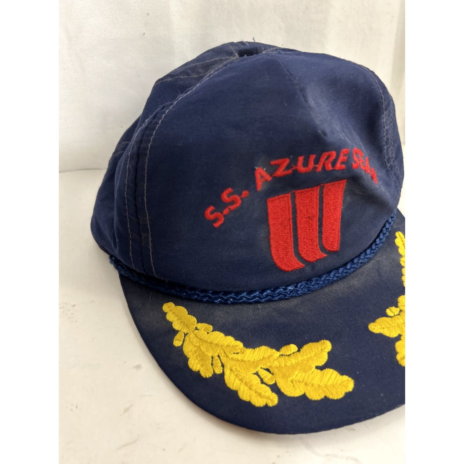 Vintage VINTAGE SnapBack Hat Men S Blue Azure Seas Blue Red Rope Egg Scramble Gold Leaf Blue Size ONE SIZE - 3 Thumbnail
