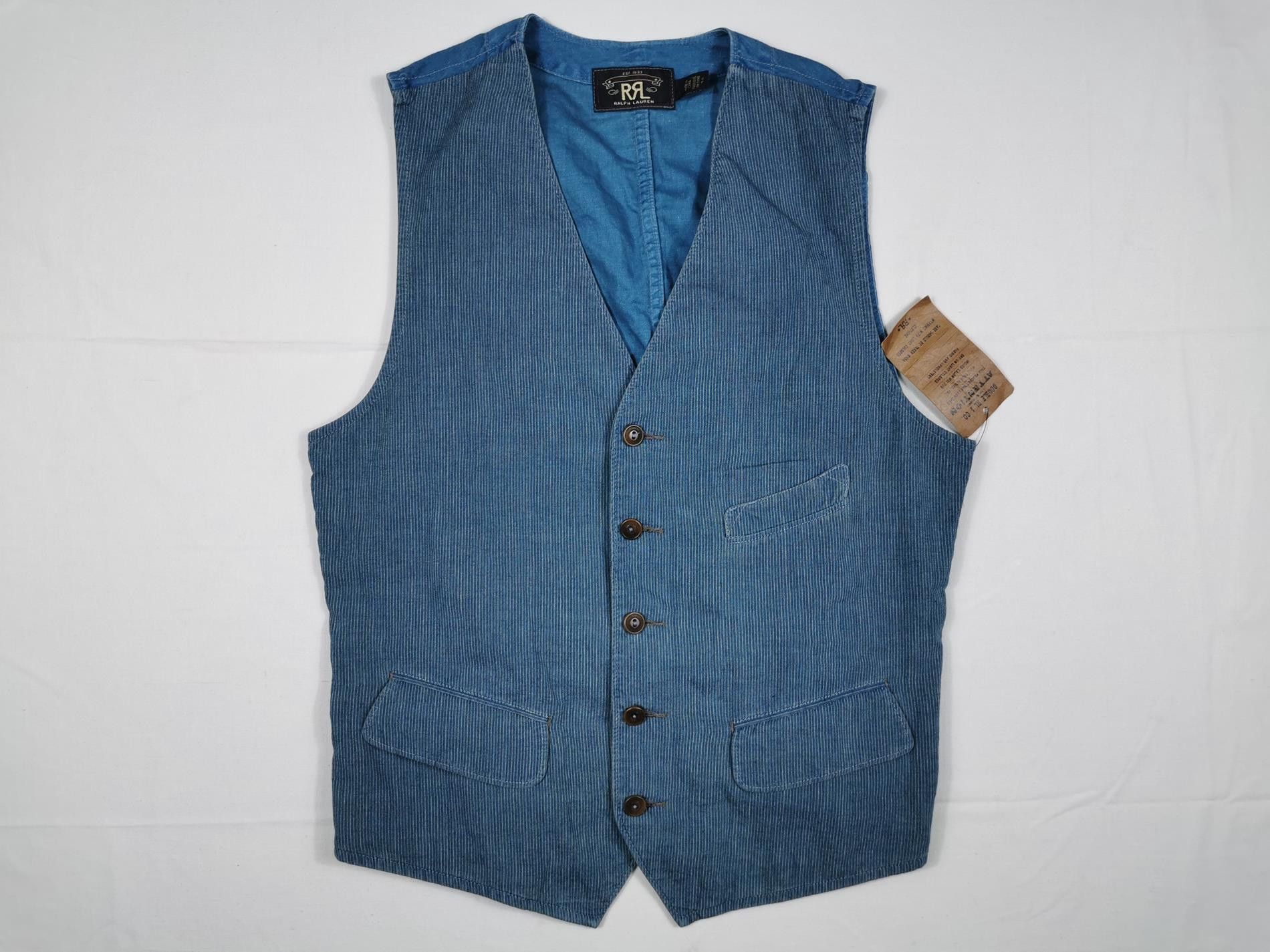 image of Rrl Ralph Lauren Double Ralph Laurent Rrl Vest Jacket Indigo Blue NWT S, Men's (Size Small)