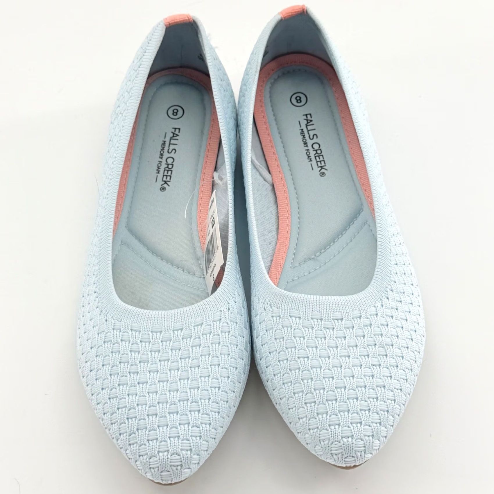 Vintage Falls Creek Phoebe Knit Ballet Flat Womens Light Blue Memory Foam Slips On Pointed Toe Casual Workwear Travel 8 US Womens Size US 8 / IT 38 - 2 Thumbnail