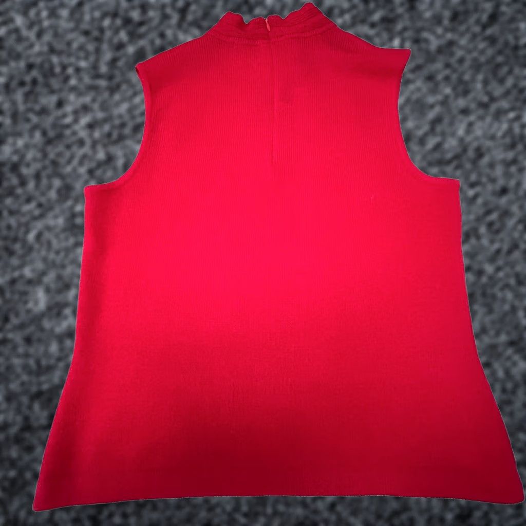 St. John St. John Collection by Marie Gray Mock Neck Sleeveless Knit Sweater Red Medium Size M / US 6-8 / IT 42-44 - 1 Thumbnail