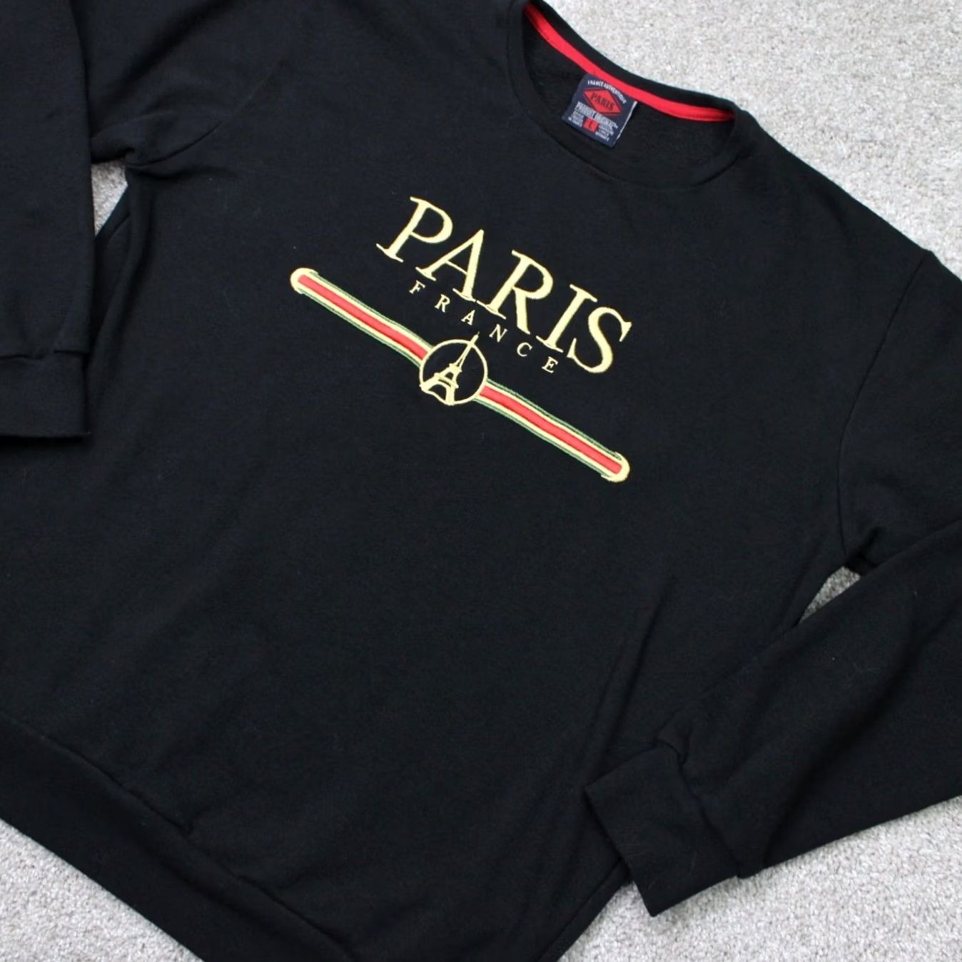 Vintage Paris Sweatshirt Mens Large Black 100% Cotton Pullover Shirt Pullover Logo Graphic Paris Theme Mens Large Black Cotton Sweatshirt Size US L / EU 52-54 / 3 - 3 Thumbnail