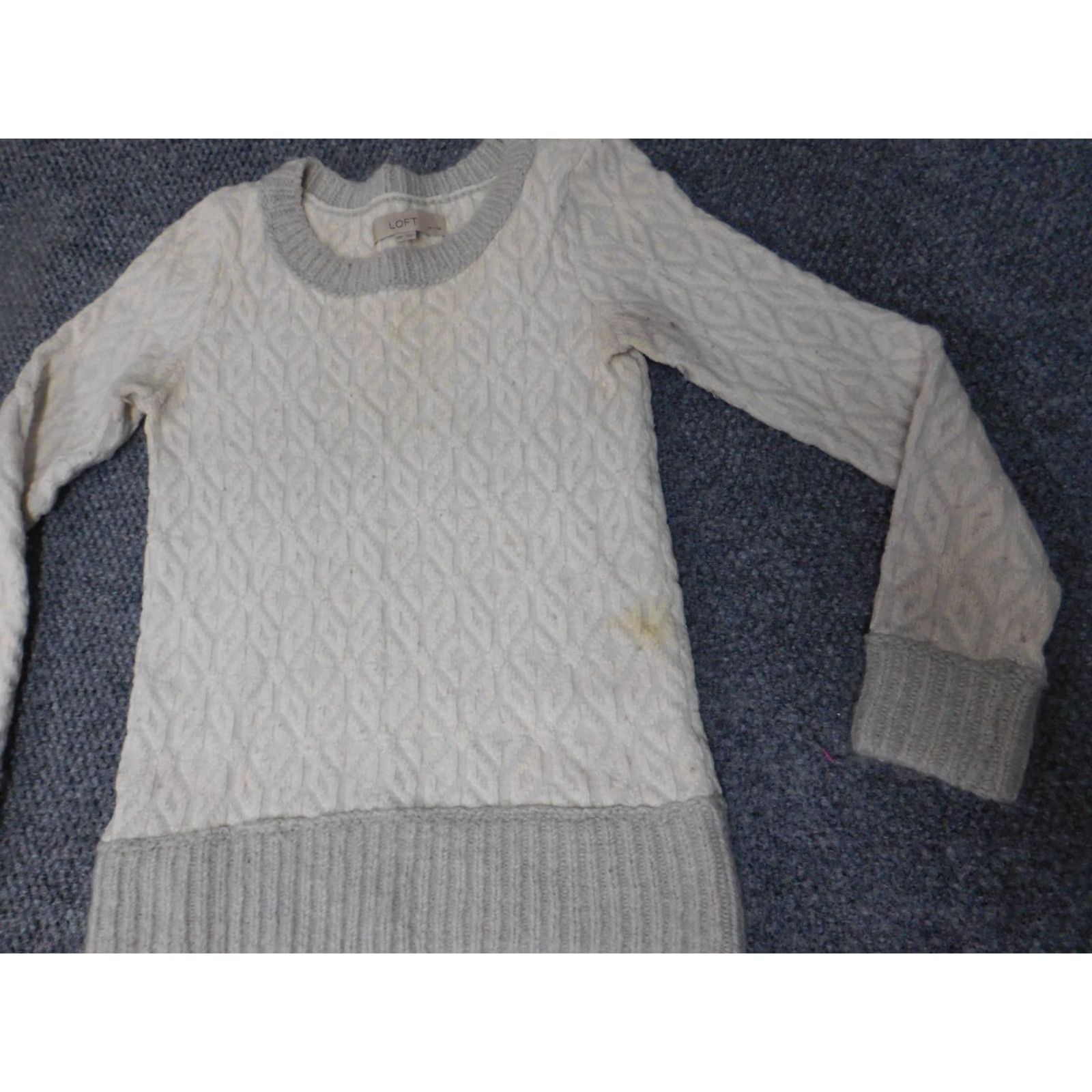 Loft LOFT Sweater Shirt Pets XXSP Gray Rib Knit Crewneck Pullover Women’s Striped Long Sleeve Knit Cotton Casual Casual Women Size XXS / US 00 / IT 34 - 6 Thumbnail