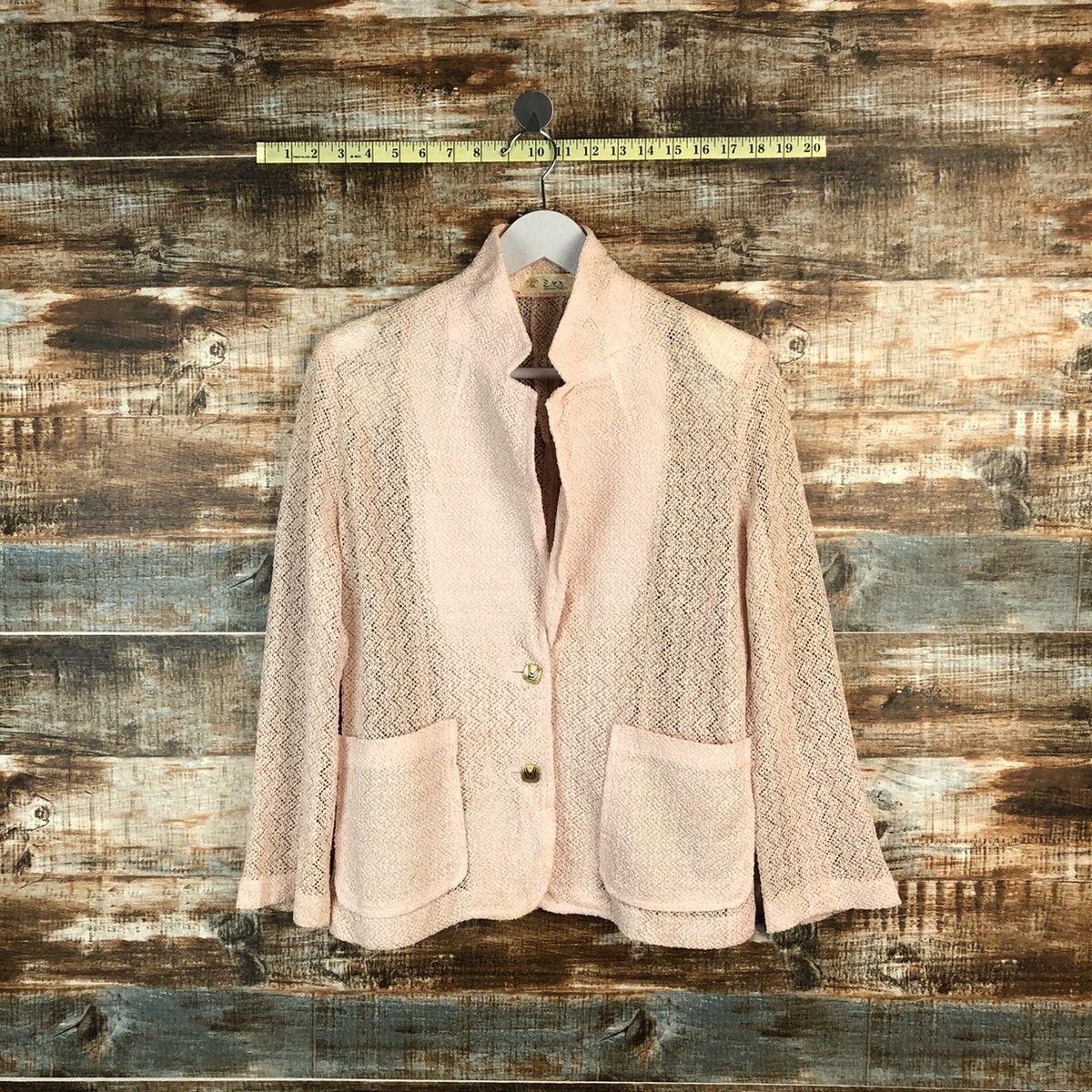 Japanese Brand × Vintage Japanese Brand Pink crochet meshnet Cardigan Knitwear #A1243 Size M / US 6-8 / IT 42-44 - 1 Thumbnail