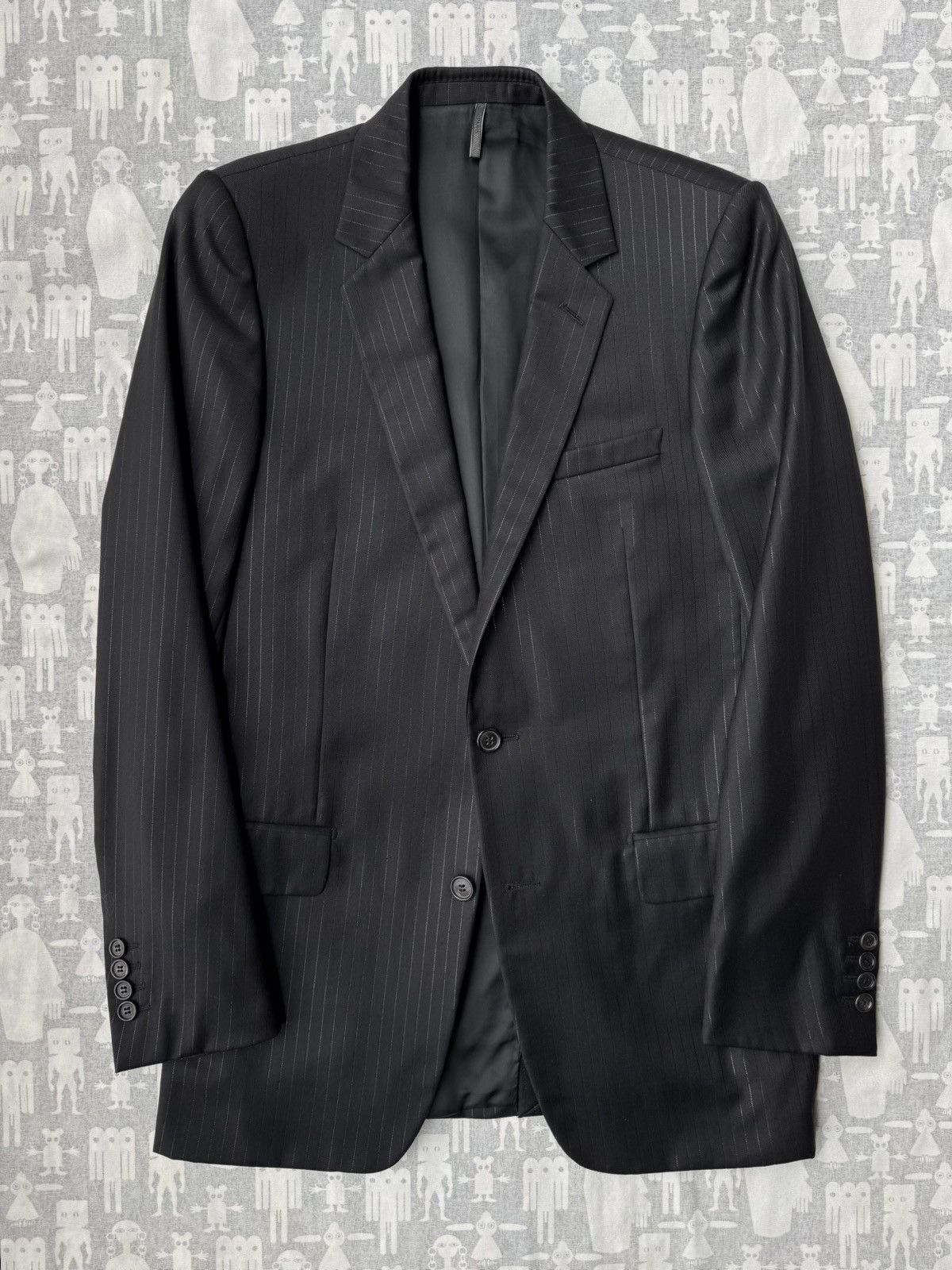 Dior Dior Homme SS04 Pinstripes Shiny Threads Black Suit Size 48S - 2 Thumbnail