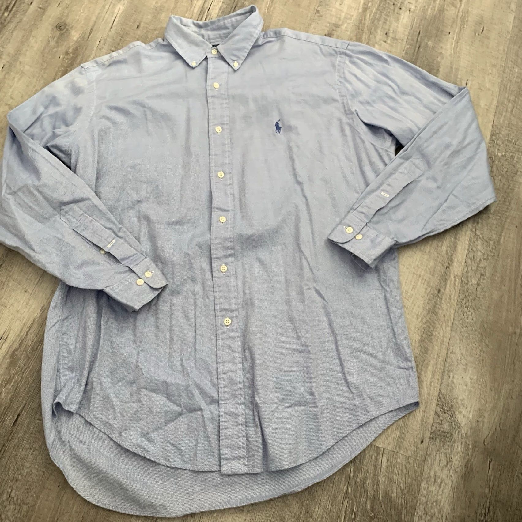 Ralph Lauren Ralph Lauren Dress Shirt Mens 16.5-34/35 Blue YARMOUTH Button Up 100% Cotton Shirt Dress Shirt Button-Down Casual Business Formal Size 42R - 3 Thumbnail