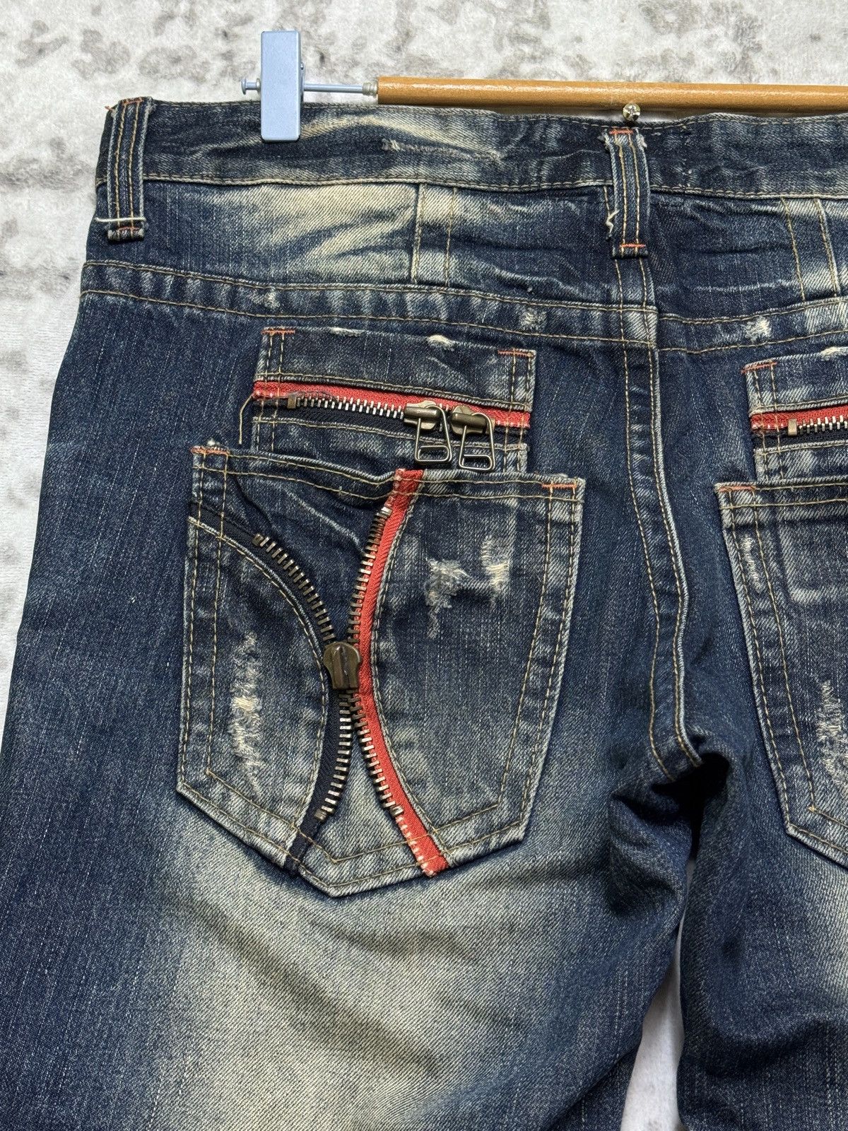 Hysteric Glamour Vintage Lolita Mud Wash Distressed Clawmark Zipper Pocket Size US 35 - 11 Thumbnail