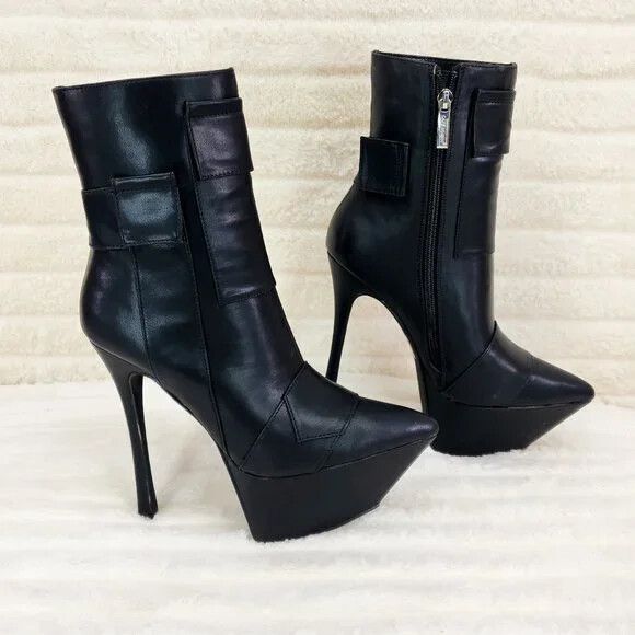 Other Kinder 2 Pointy Toe Platform Stiletto Heel Ankle Boots Black Size US 9 / IT 39 - 4 Thumbnail