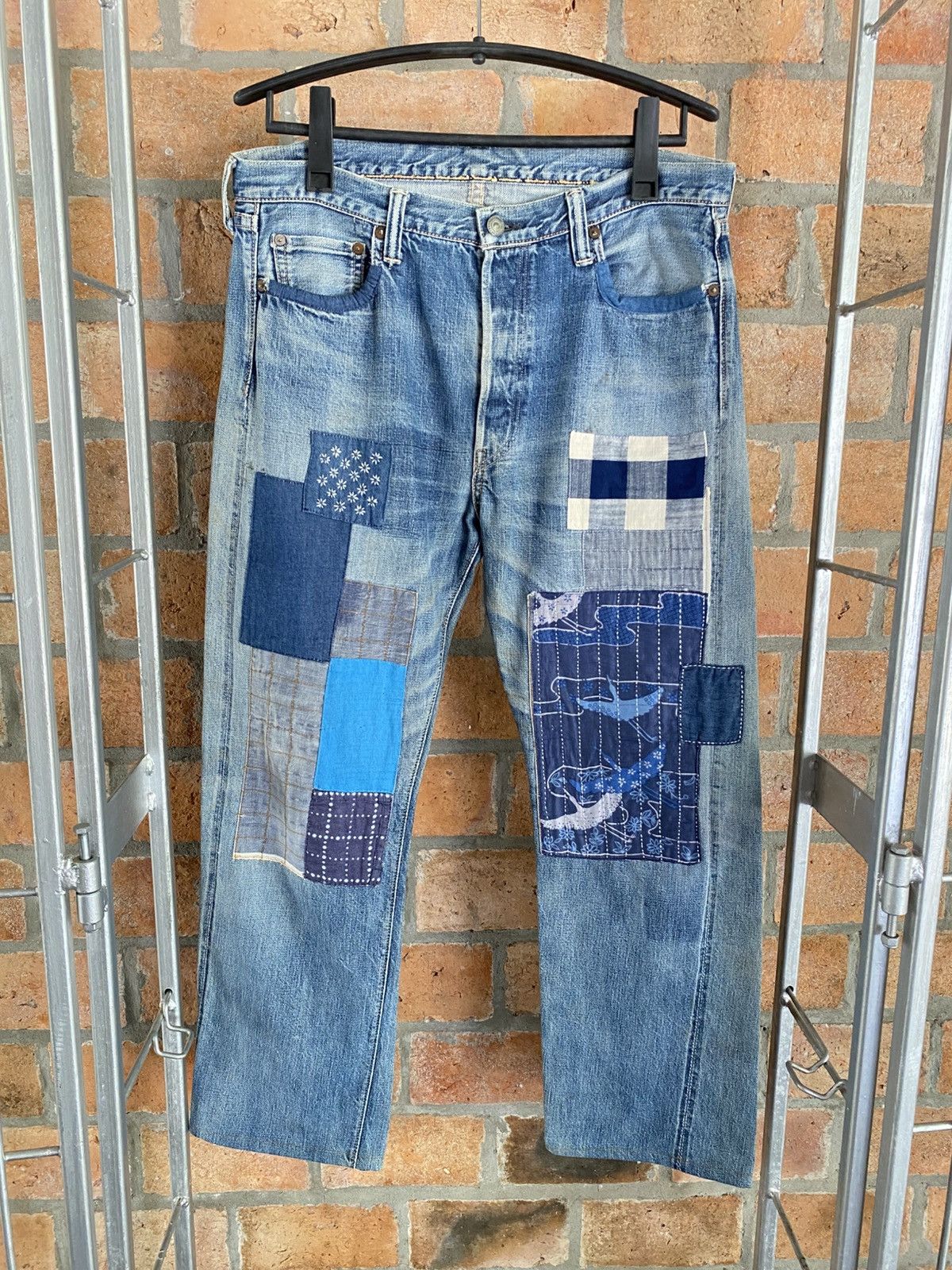Handmade × Japanese Brand Indigo Patchwork Jeans Size US 36 / EU 52 - 17 Thumbnail