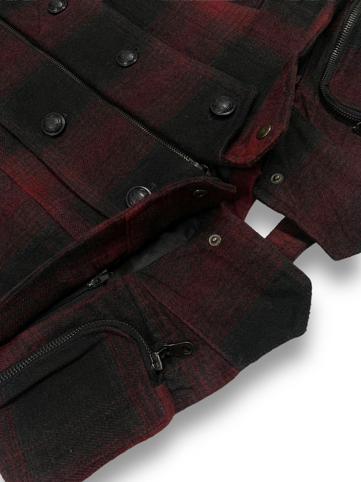 If Six Was Nine Vintage Black Baccara Checkered Faux Fur Hooded Punk Jacket Size US M / EU 48-50 / 2 - 10 Thumbnail
