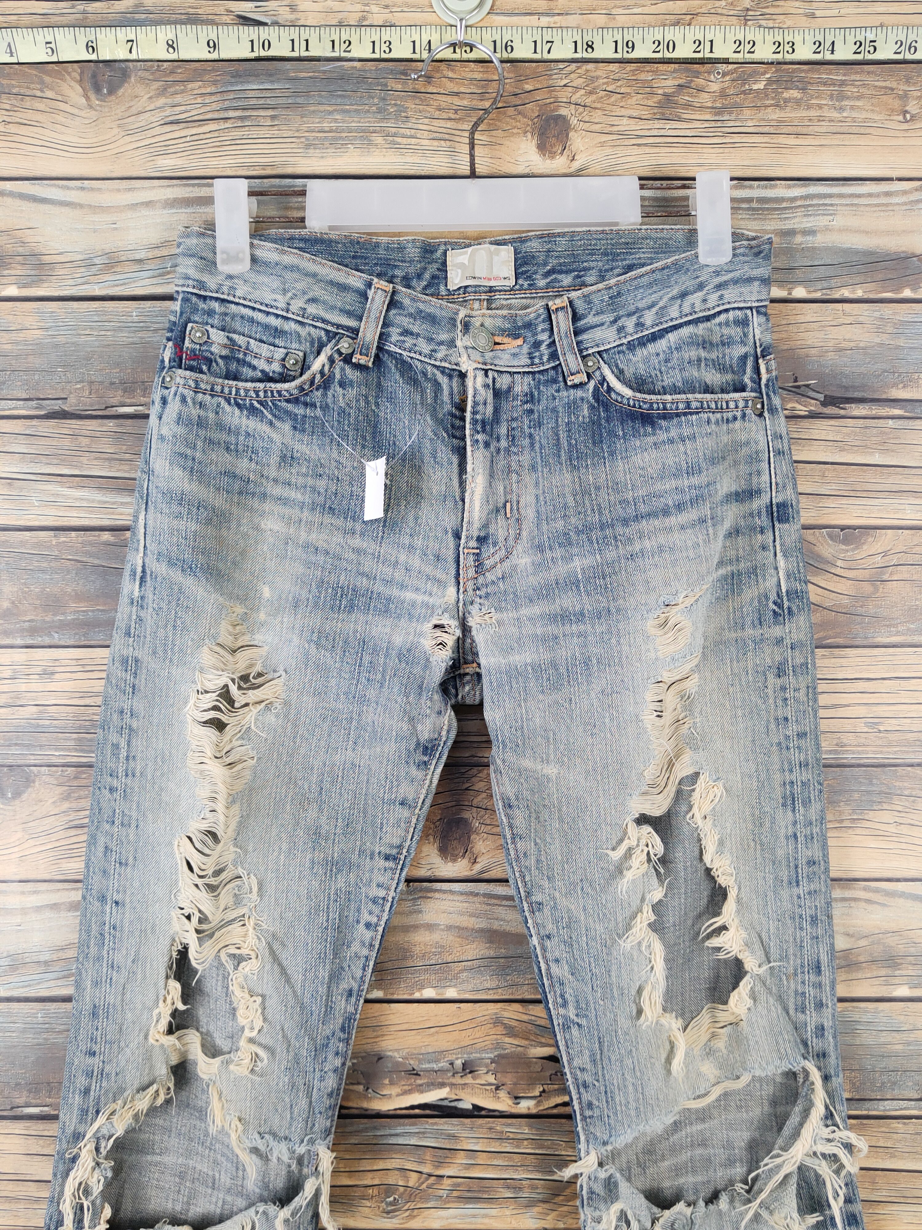 Edwin Edwin 503 Blue Distressed Ripped denim Jeans #W1969 Size 29" - 2 Thumbnail