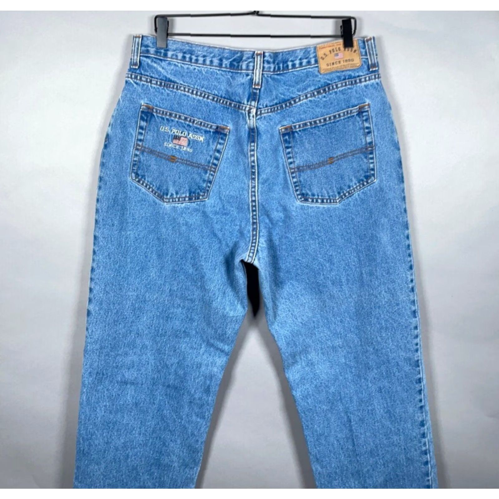 Vintage VINTAGE US Polo Assn Jeans Men's 36 x 31 Blue Embroidered Baggy Straight Leg Denim 90s Mens Size US M / EU 48-50 / 2 - 4 Thumbnail