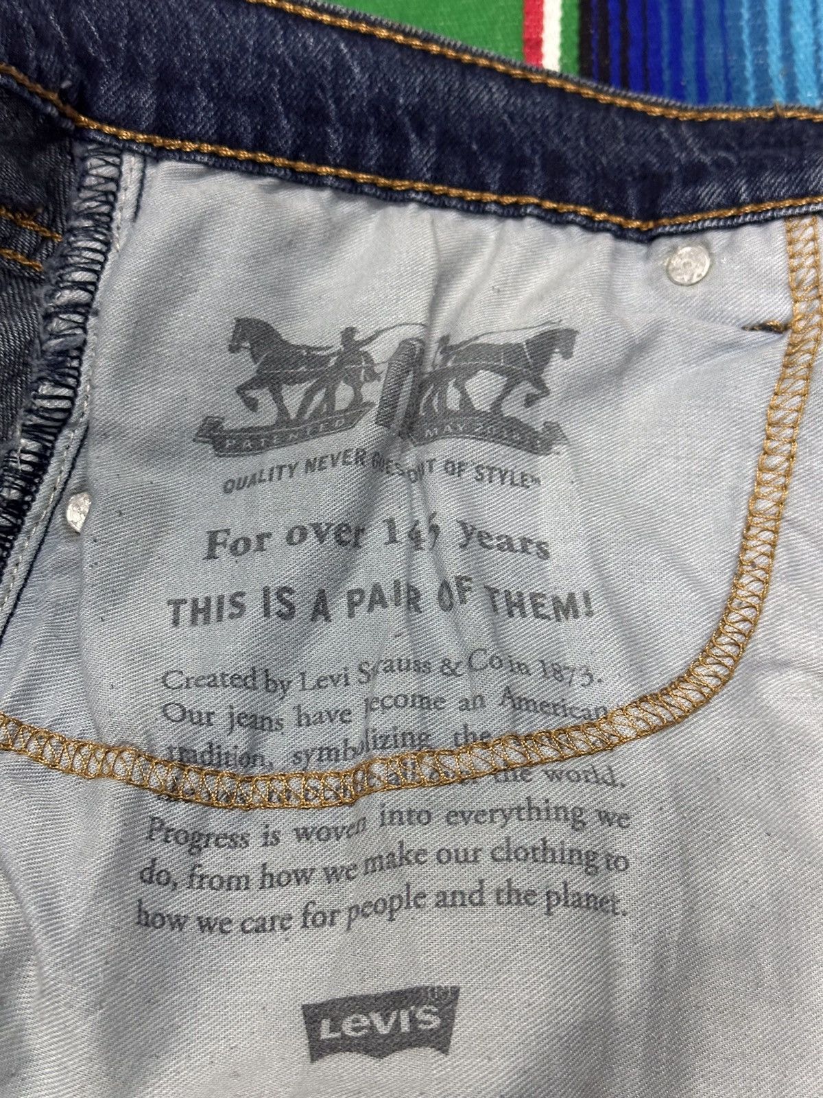 Levi's Vintage Clothing 💥Levis💥502 distress Crazy design 💥 Size US 36 / EU 52 - 7 Thumbnail