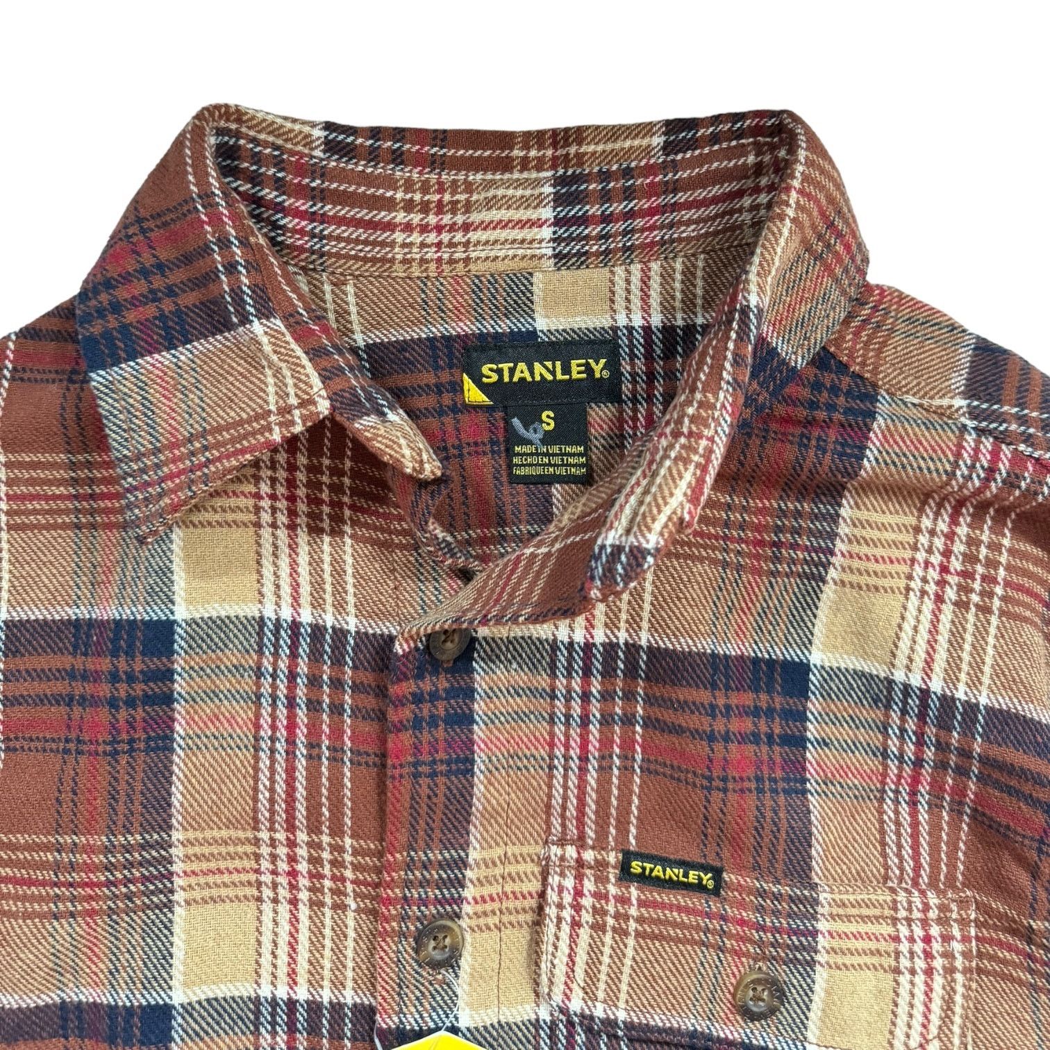 Other Stanley Tools Brown and Tan Plaid Flannel Shirt Small NWT Size US S / EU 44-46 / 1 - 2 Thumbnail