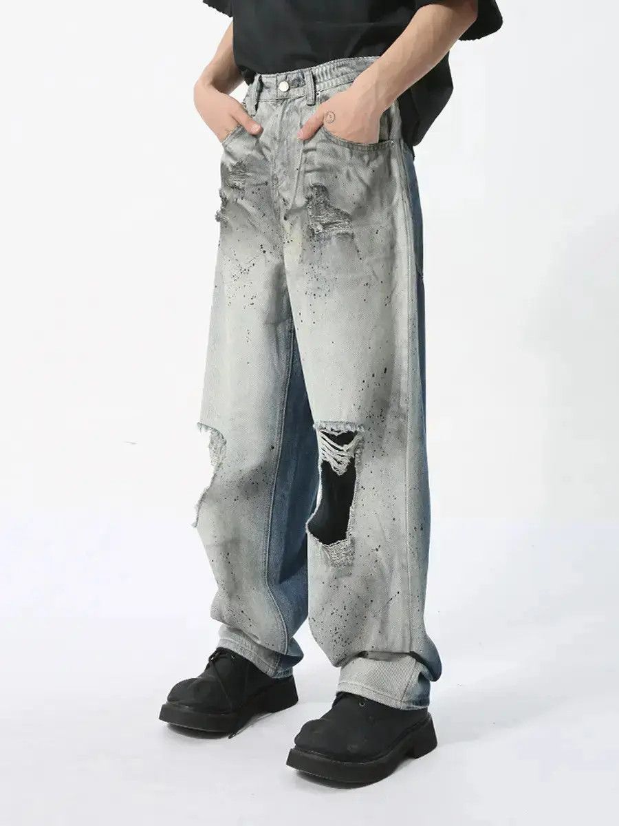 Japanese Brand Retro loose ripped jeans Size US 32 / EU 48 - 2 Thumbnail