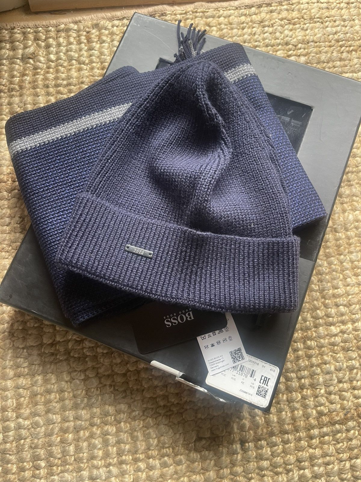 Hugo Boss Hugo boss scarf and beanie gift set Navy mens Size ONE SIZE - 1 Thumbnail