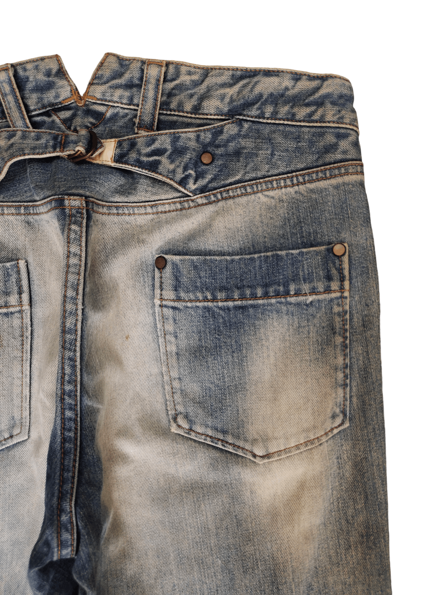 Kapital Japan Buckle Back Distress Faded Denim Undercover Style Y2k Size US 31 - 3 Thumbnail