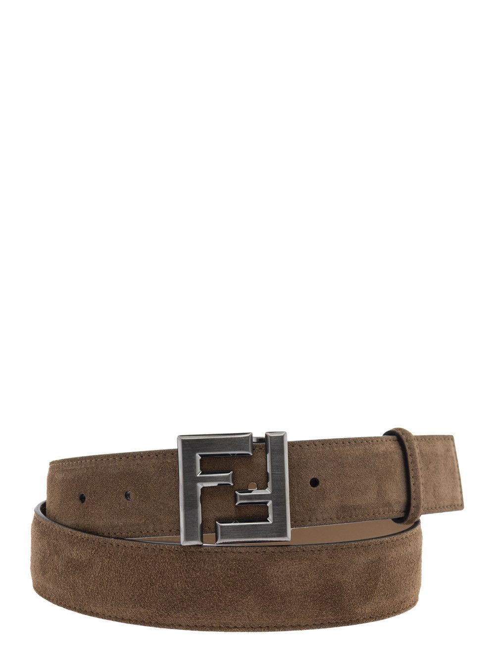 Fendi Brown Leather Belt with FF Buckle in Suede Man Size ONE SIZE - 1 Thumbnail