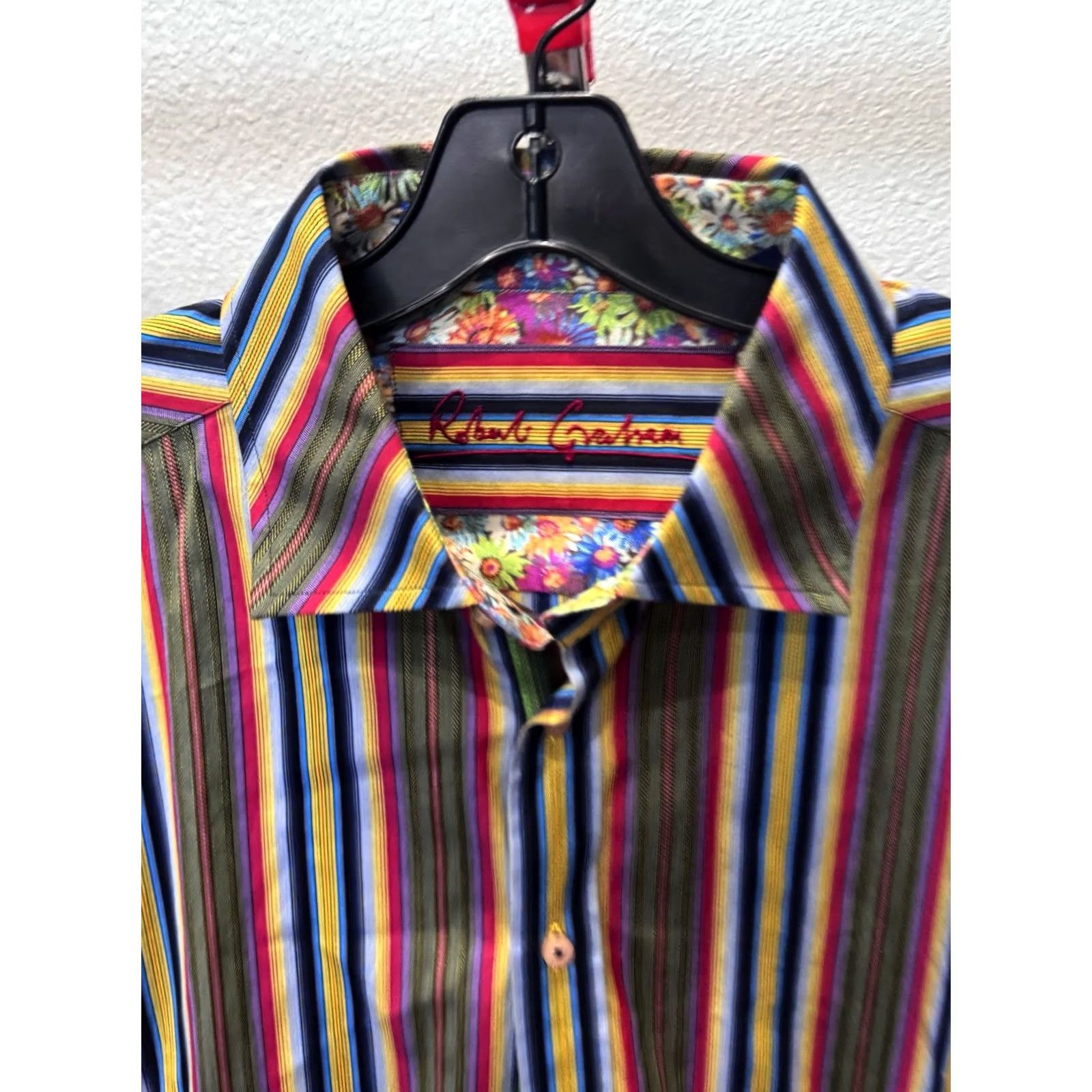 Robert Graham Robert Graham Stripe Floral LONG SLEEVE SHIRT XXL 2XL Multicolor Mens Casual Knit Shirt Shirt Size US XXL / EU 58 / 5 - 4 Thumbnail