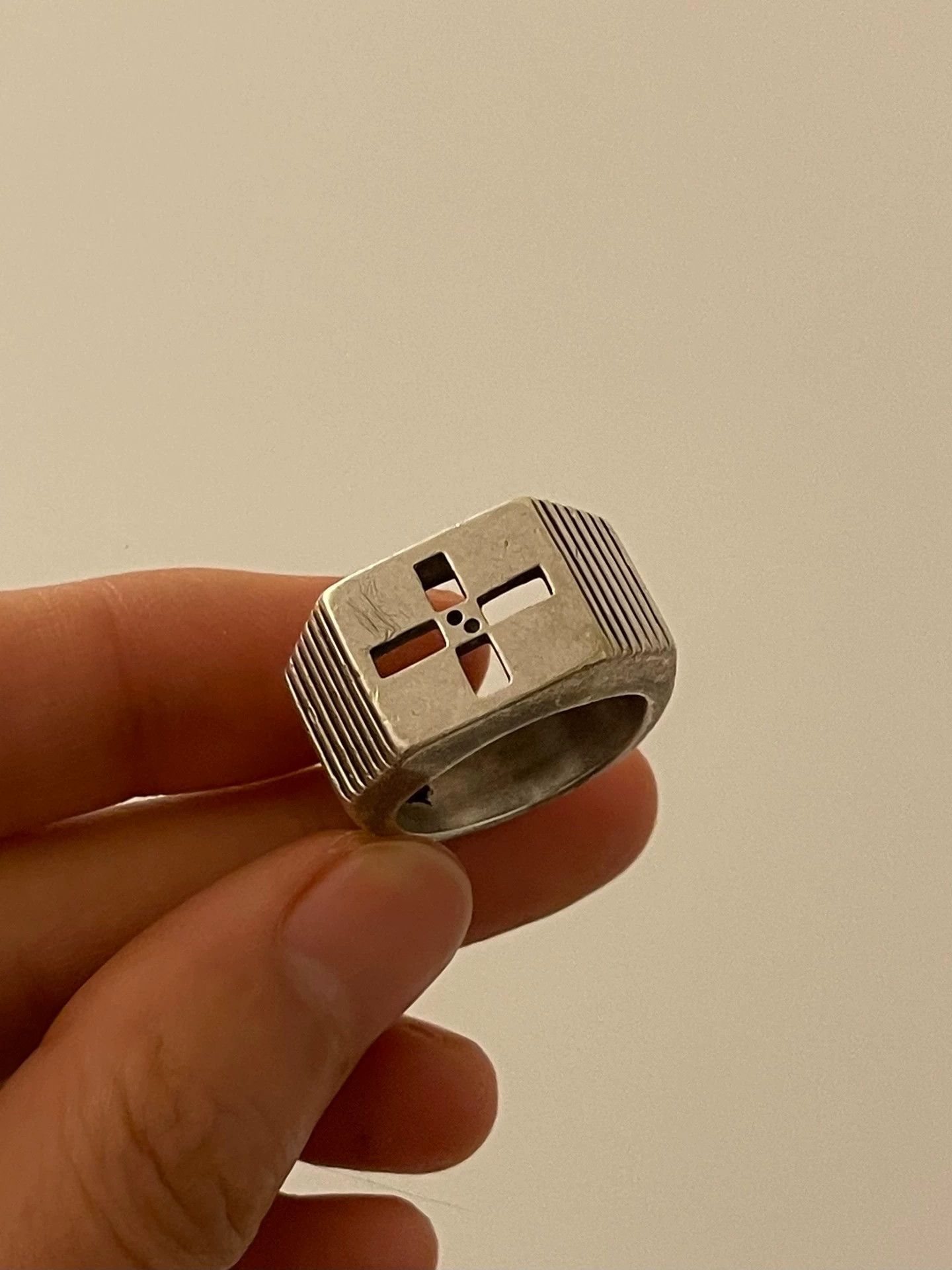 Jean Paul Gaultier JPG Rare Archive Cutout Cross Silver Ring Size ONE SIZE - 1 Thumbnail