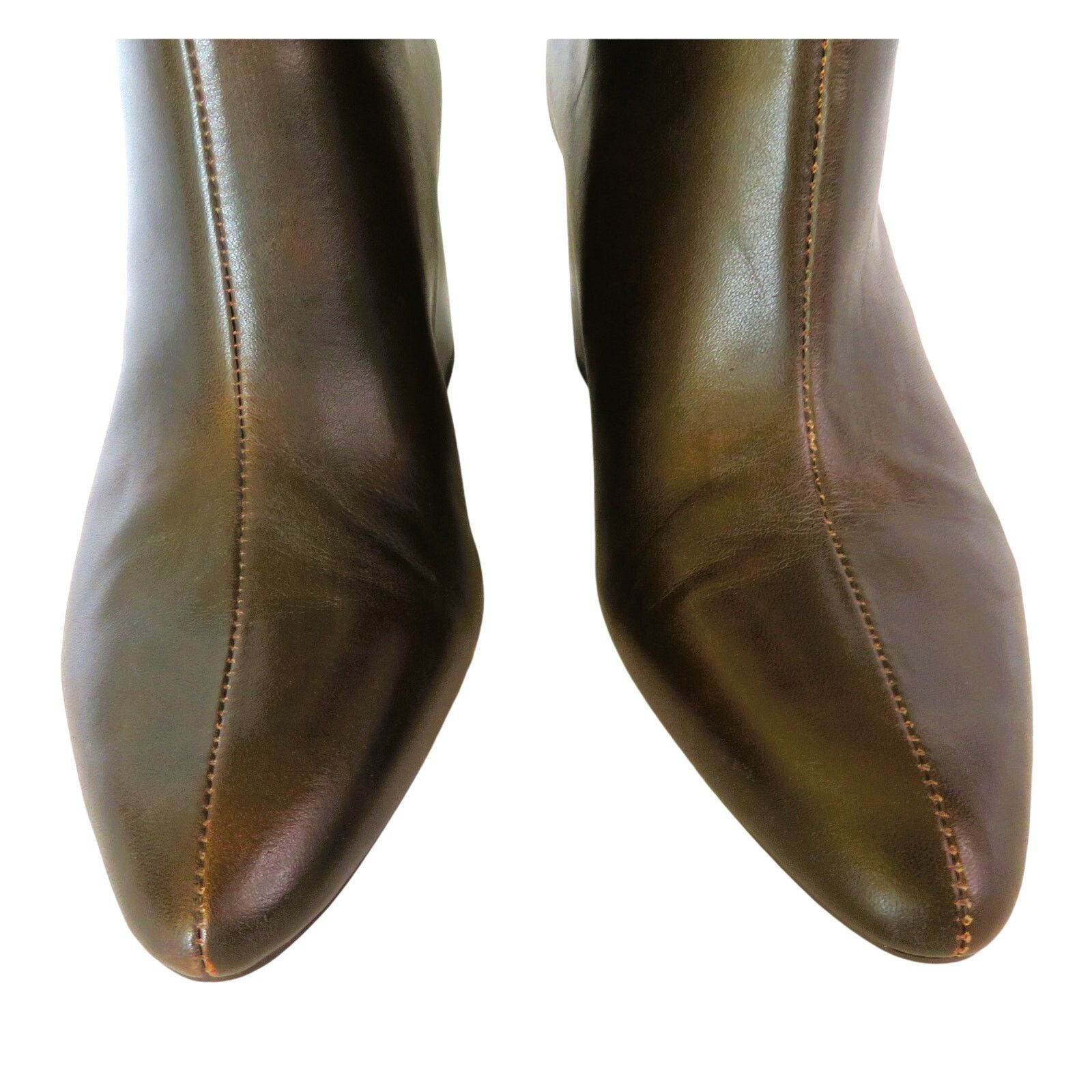 Zara ZARA Brown Pull On Leather Block Heel Knee High Boots Sz 9 Size US 9 / IT 39 - 3 Thumbnail