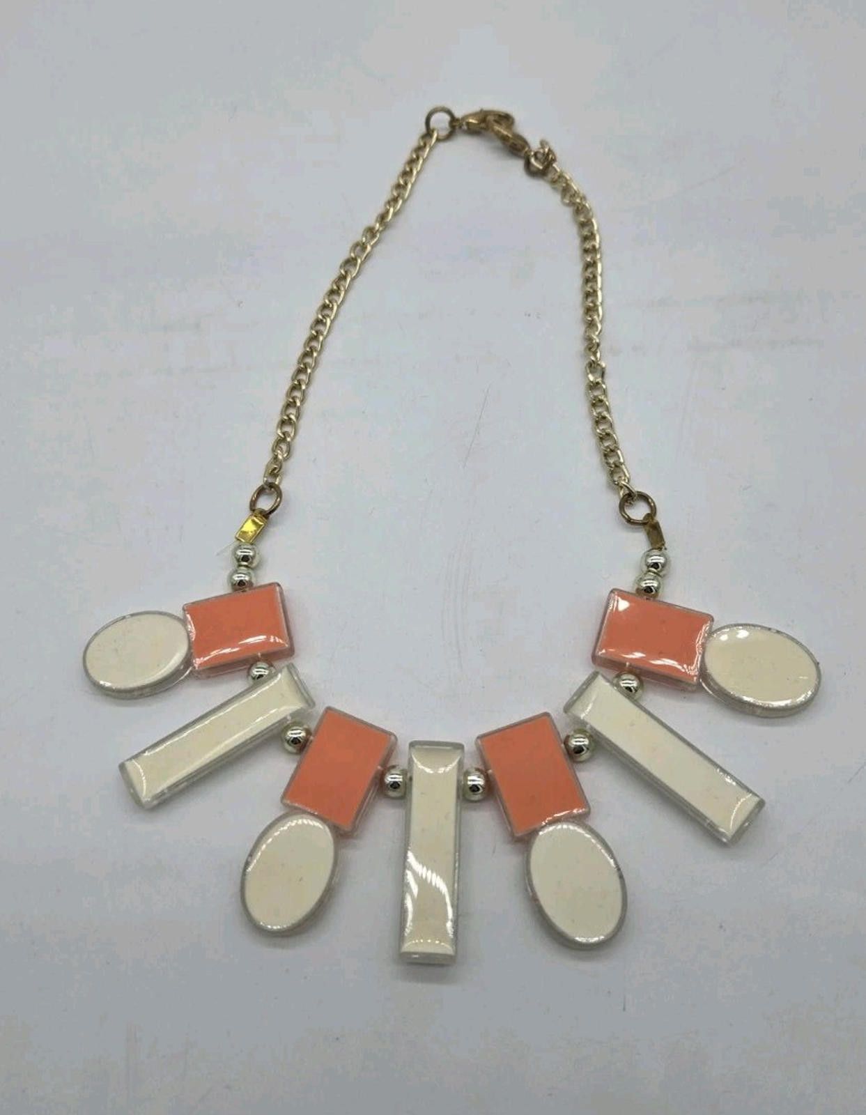 The Unbranded Brand Orange Art Deco Statement Necklace Unbranded Fashion Costume Size ONE SIZE - 2 Thumbnail