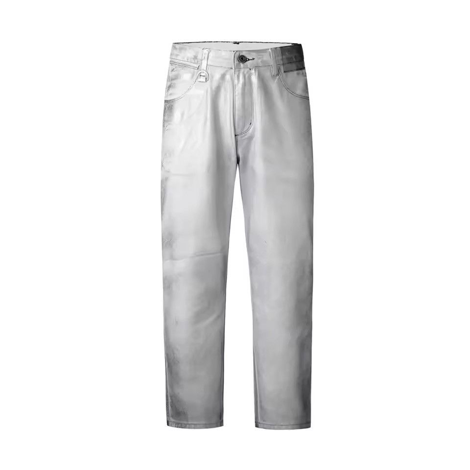 Other Streetwear Hip Hop Silver Designer Y2k Jeans Pants Size US 30 / EU 46 - 1 Thumbnail