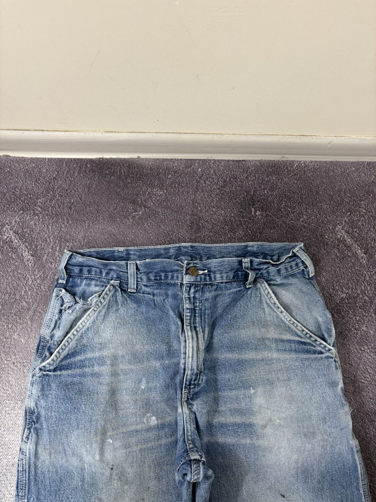 Carhartt Vintage Carhartt Dungaree Fit Faded Blue Denim Baggy Jeans Size US 35 - 14 Thumbnail