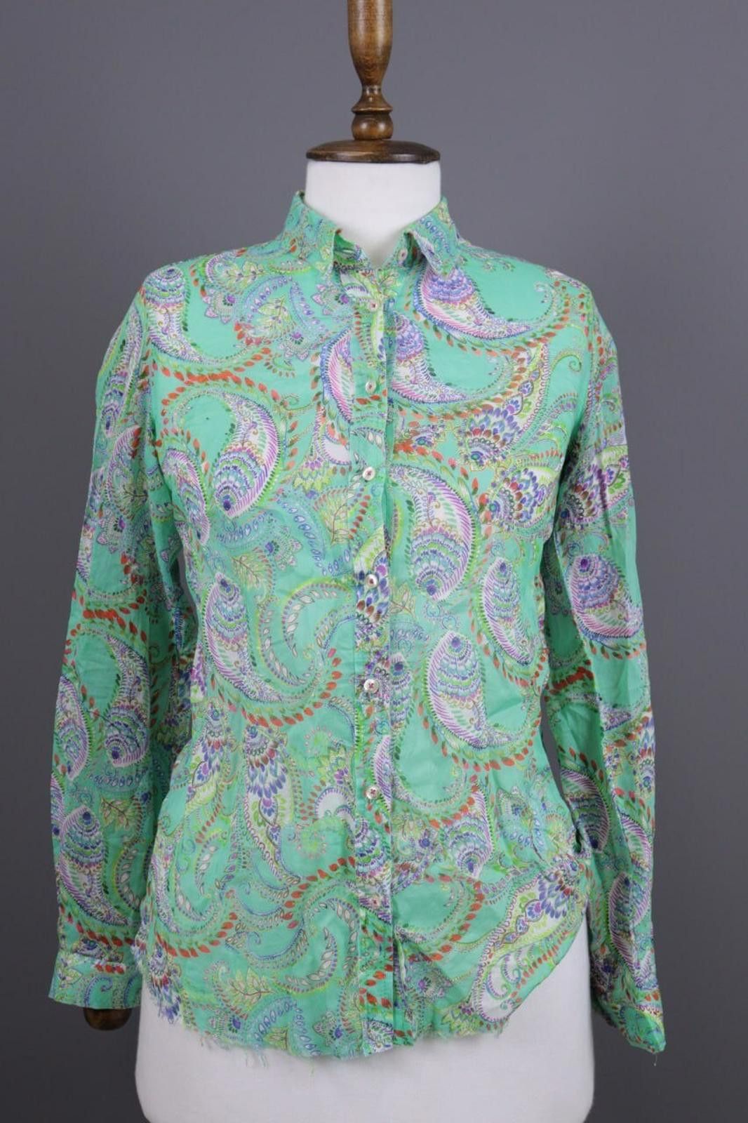 Heliot Emil Emily Van Den Bergh Green Paisley Blouse Shirt Size 36 Size M / US 6-8 / IT 42-44 - 1 Thumbnail