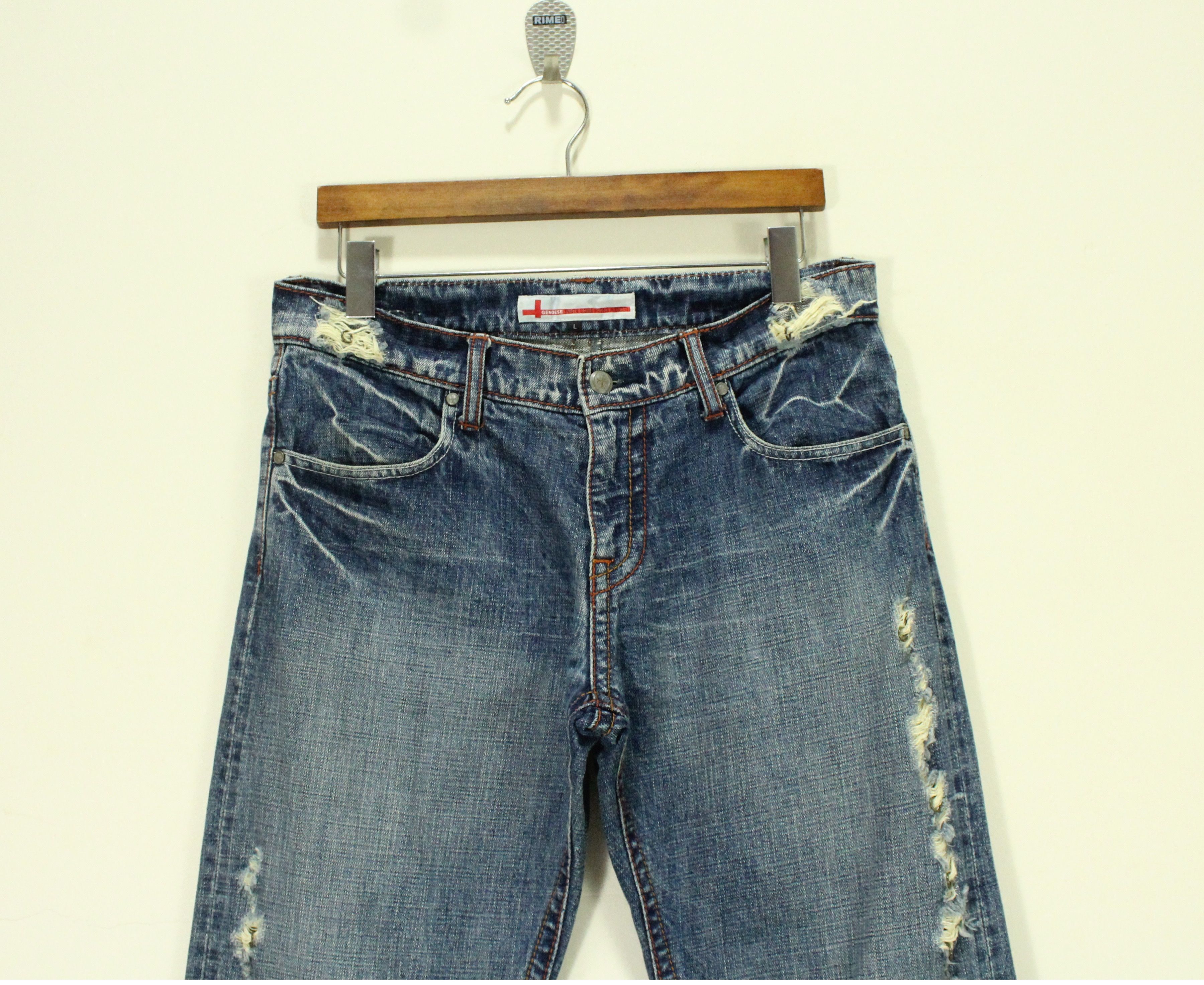 Japanese Brand Selvedge Distressed Style GENOESE Denim Size US 32 / EU 48 - 5 Thumbnail