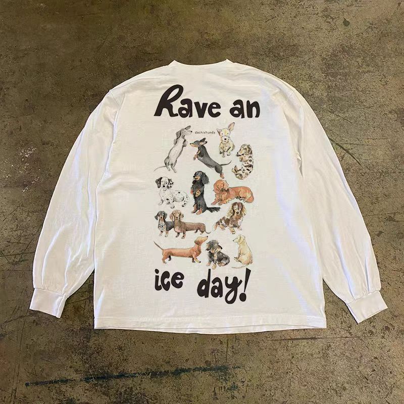 Japanese Brand White washed retro funny puppy print long sleeve t-shirt Size US M / EU 48-50 / 2 - 1 Thumbnail