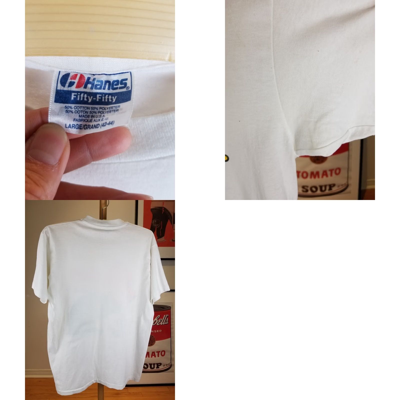 Hanes VINTAGE 89' TURTLE WHITE T-SHIRT SZ L 90s SINGLE STITCH 50/50 Size US L / EU 52-54 / 3 - 8 Thumbnail