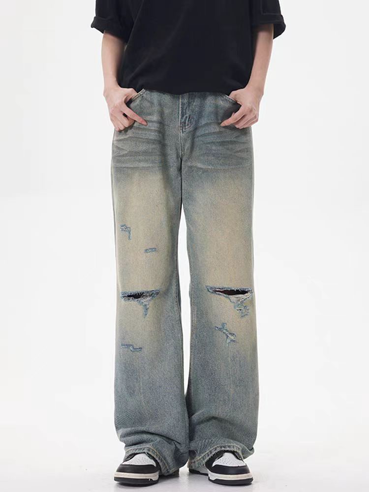 Japanese Brand × Jean Washed yellow clay ripped micro flare baggy jeans Size US 31 - 4 Thumbnail