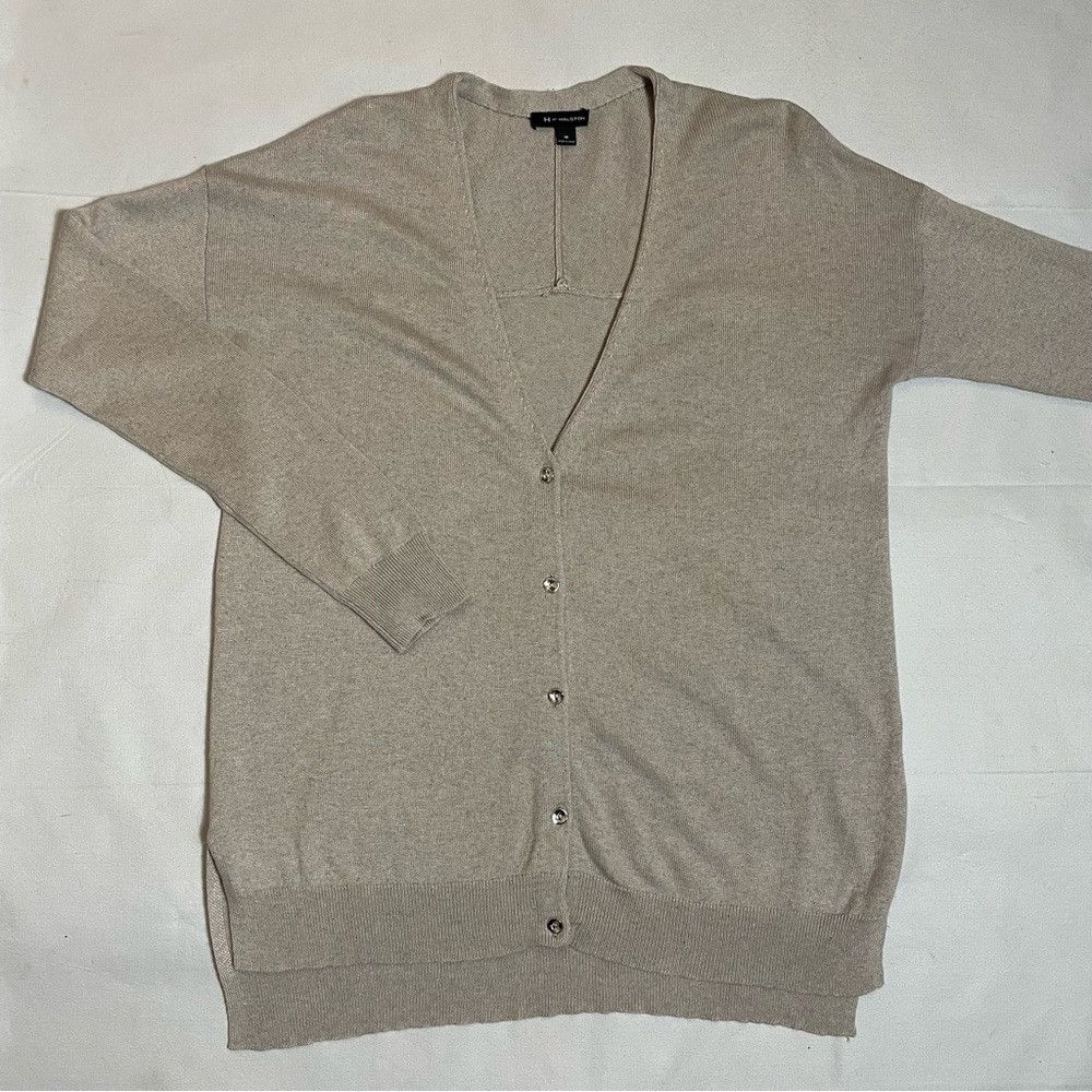Halston H by Halston Silk Cashmere Knit Gray Button Closure Cardiga Size M / US 6-8 / IT 42-44 - 6 Thumbnail