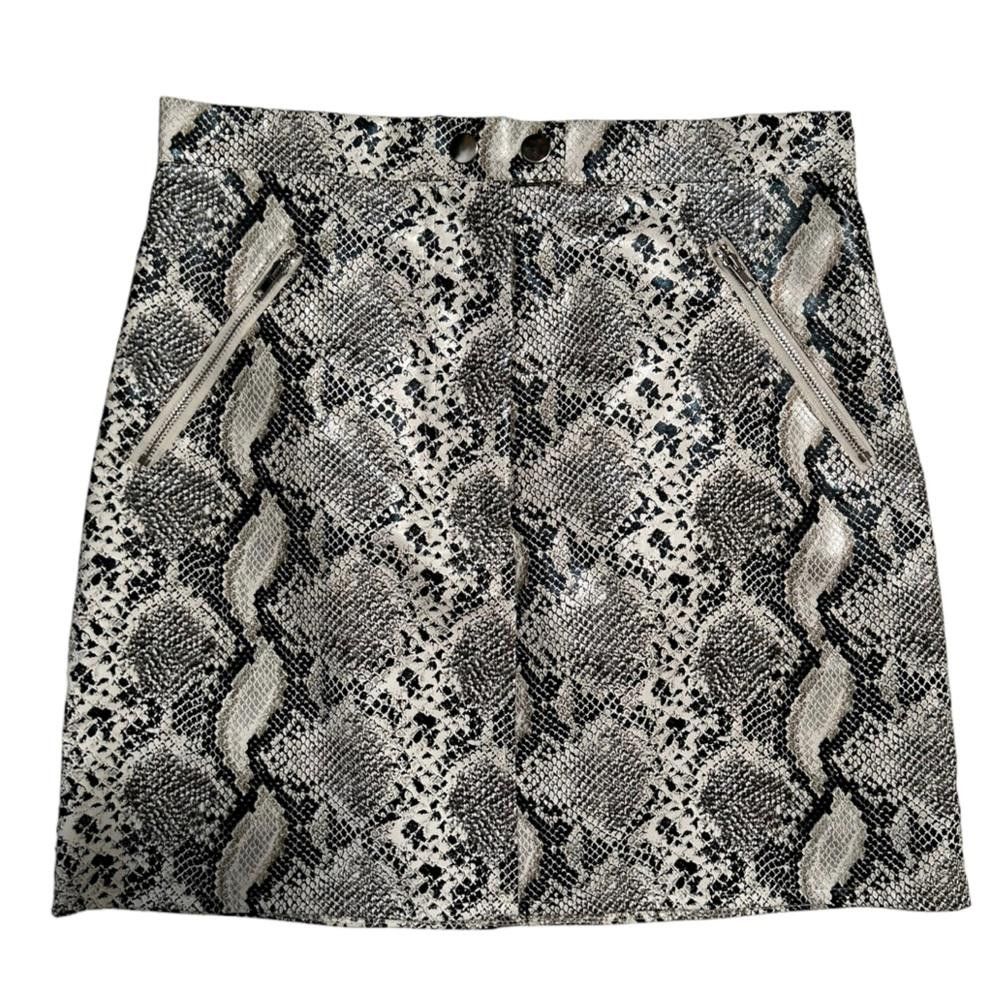Designer Missguided l Faux Leather Snakeskin Print Skirt Size 4 Size 27" / US 4 / IT 40 - 3 Thumbnail