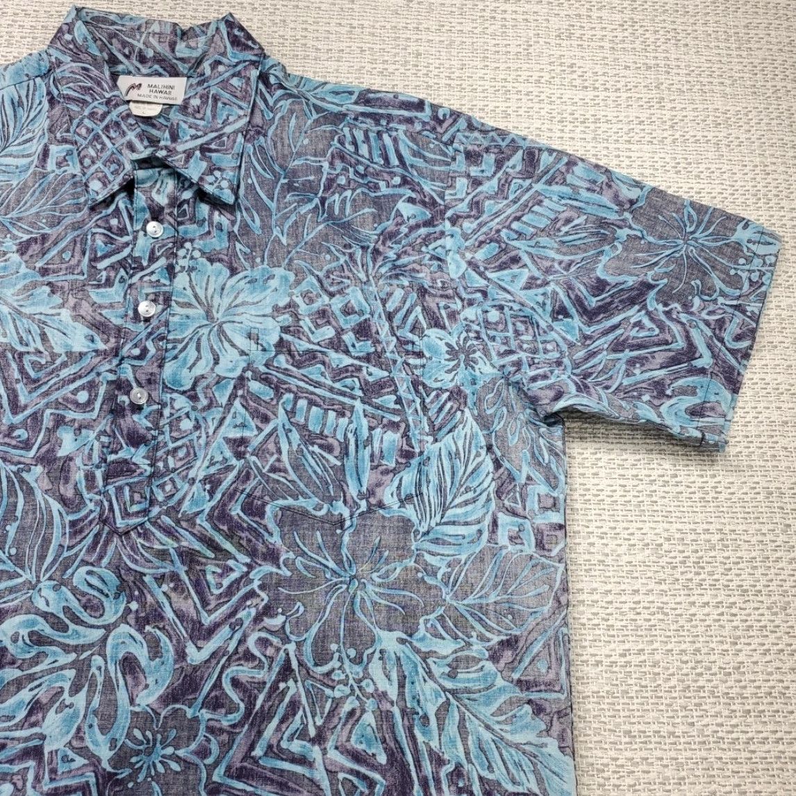 Vintage VINTAGE Malihini Hawaii Shirt Mens L Polo Floral Short Sleeve 1980s Blue Cotton Hawaiian Mens Size US M / EU 48-50 / 2 - 2 Thumbnail